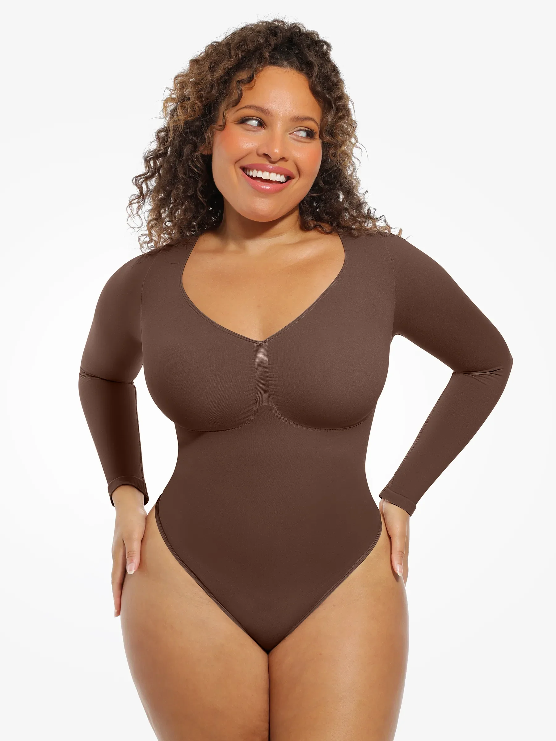Feelingirl Seamless Supportive Long Sleeve Tummy Control Bodysuit - Image 8