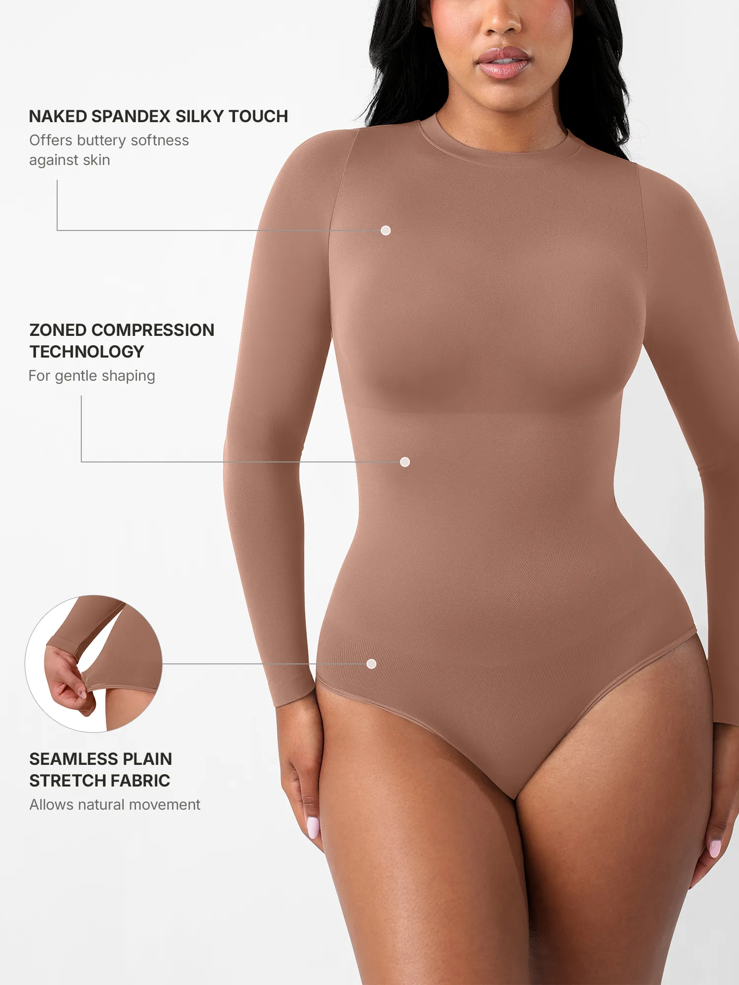 Feelingirl Seamless Ultra-Soft Crew Neck Bodysuit - Image 41