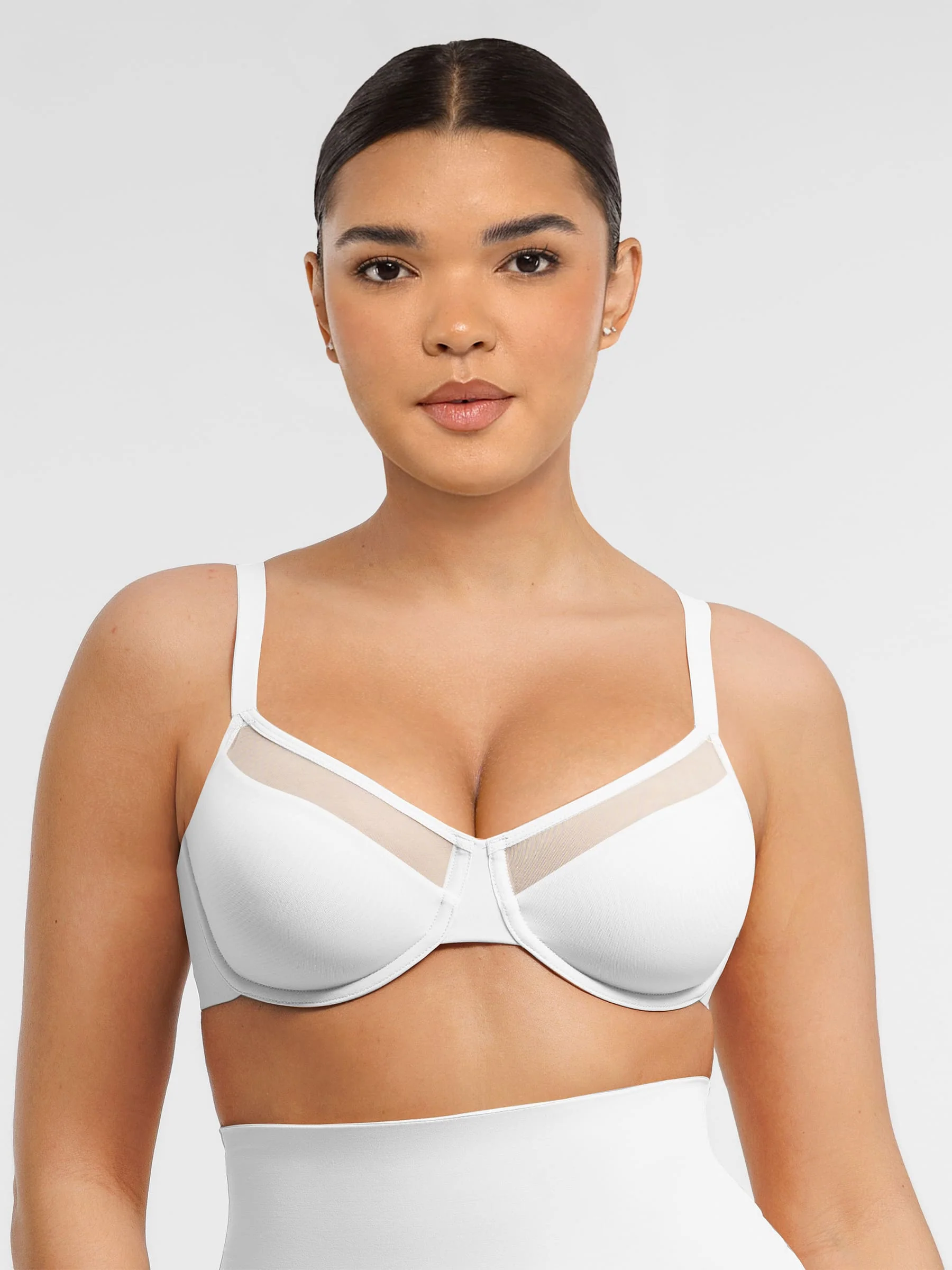 Feelingirl Sheer Mesh Full Coverage Unpadded Underwire Bra - Image 16