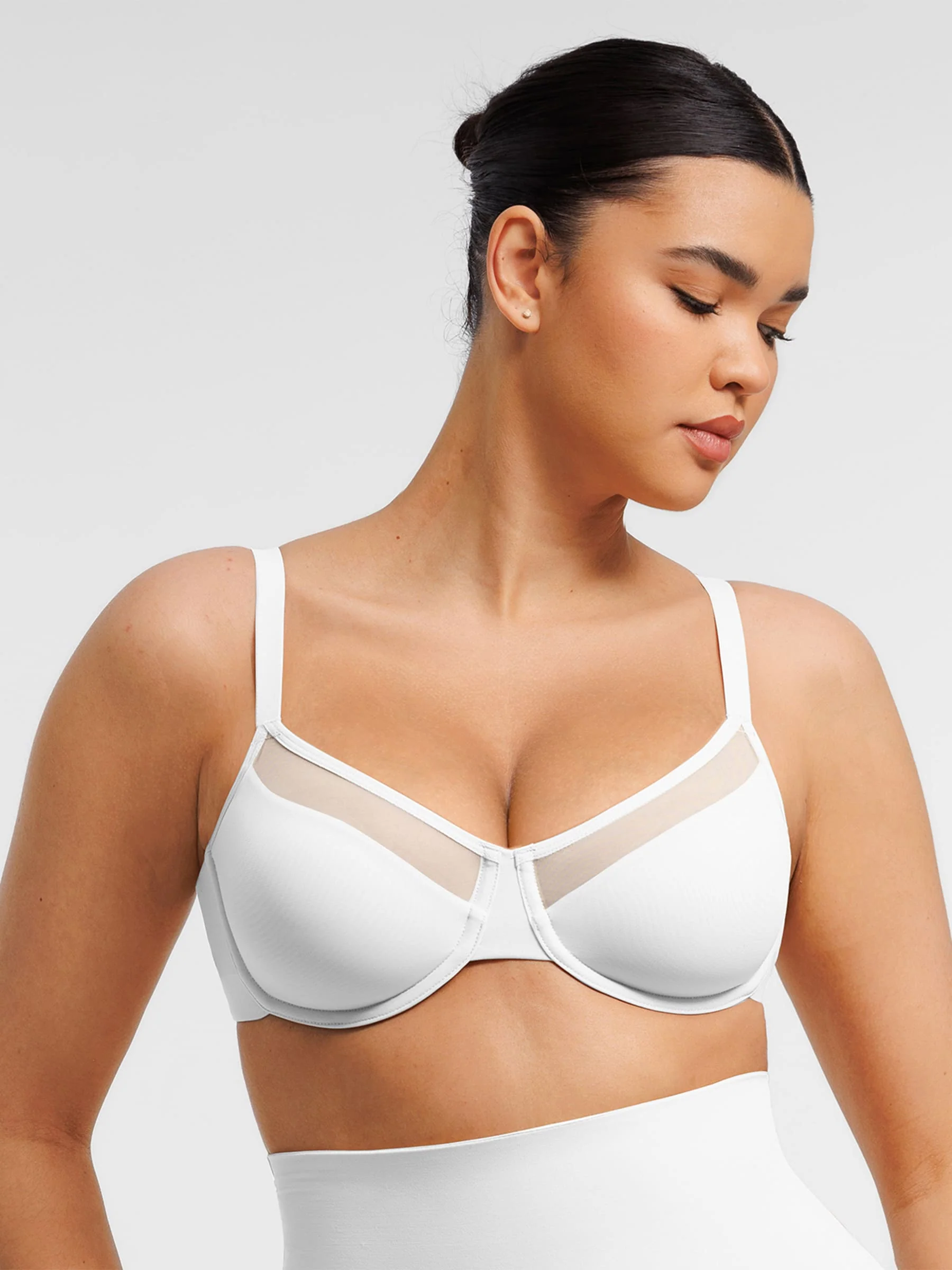 Feelingirl Sheer Mesh Full Coverage Unpadded Underwire Bra - Image 17
