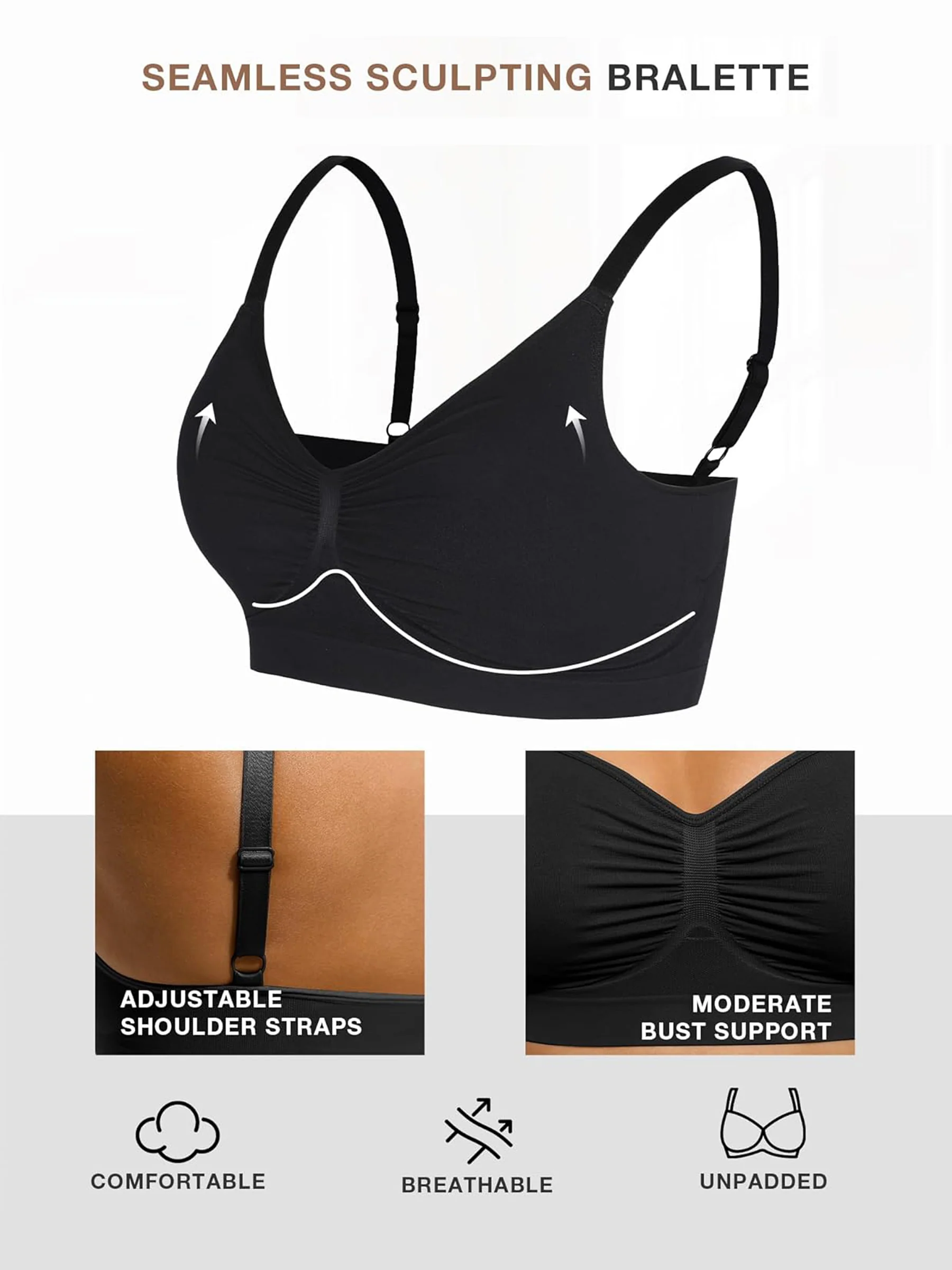 Feelingirl 3-Pack Seamless Smooth Wireless Bra Bundle - Image 12