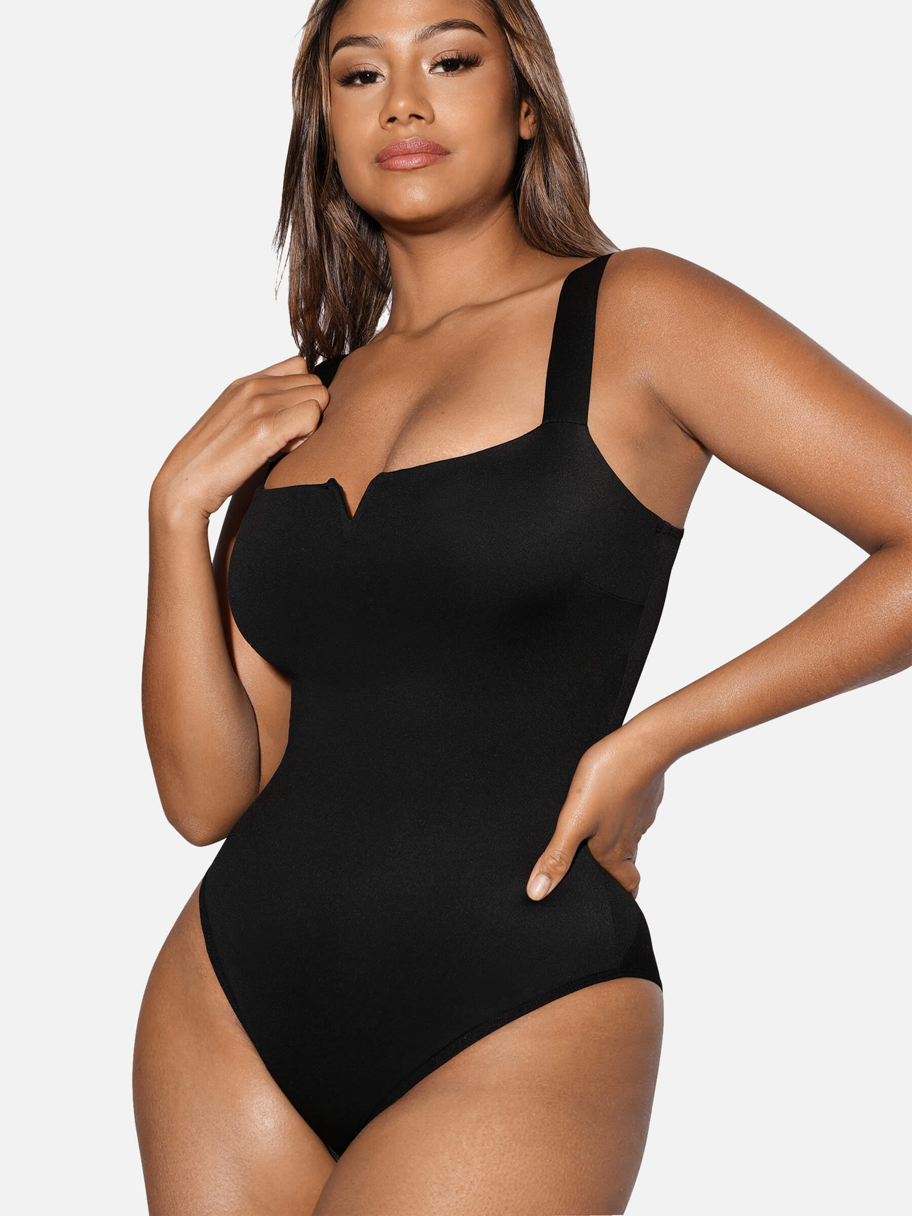 Feelingirl Square Collar Elastic Outerwear Shape Bodysuit - Image 3