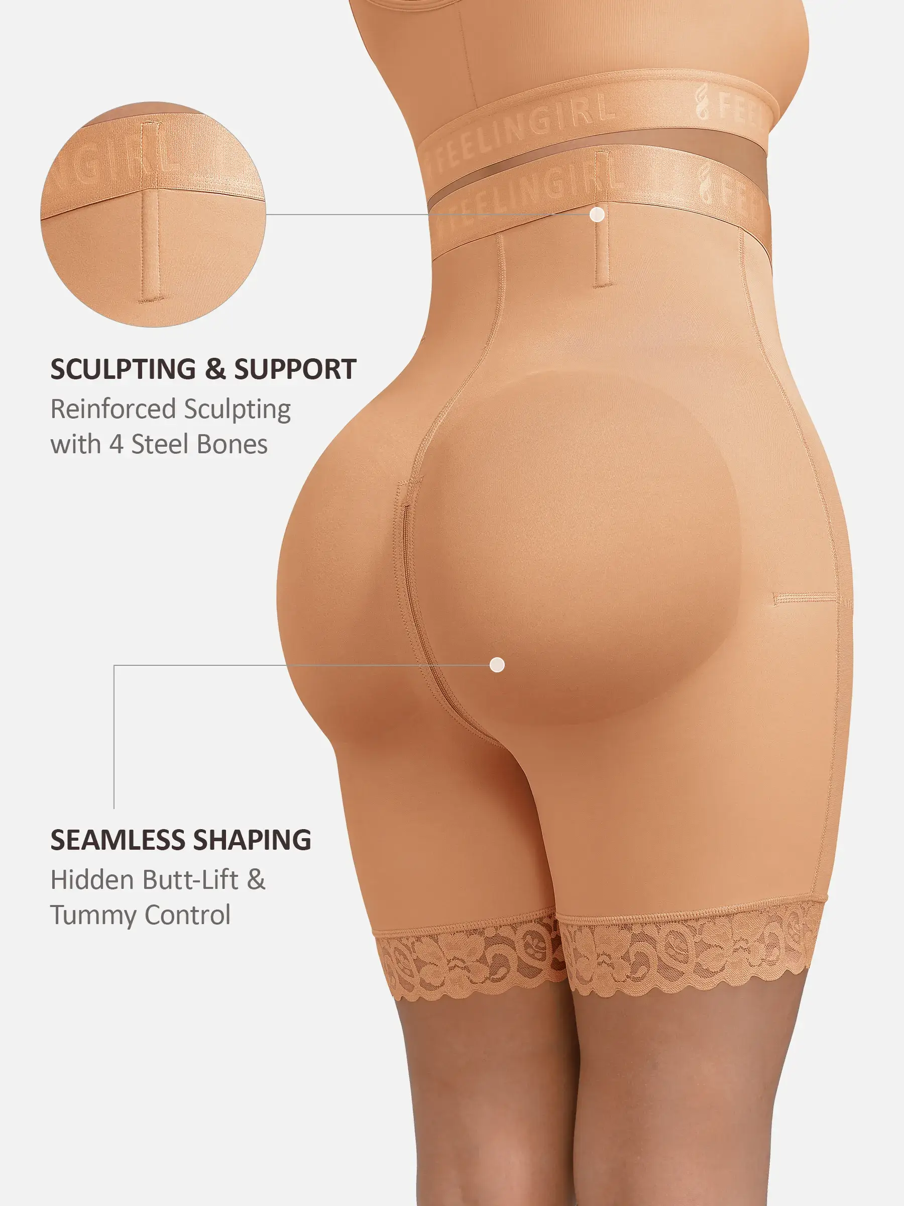 Feelingirl Steel-Boned High-Waist Shaper - Image 3