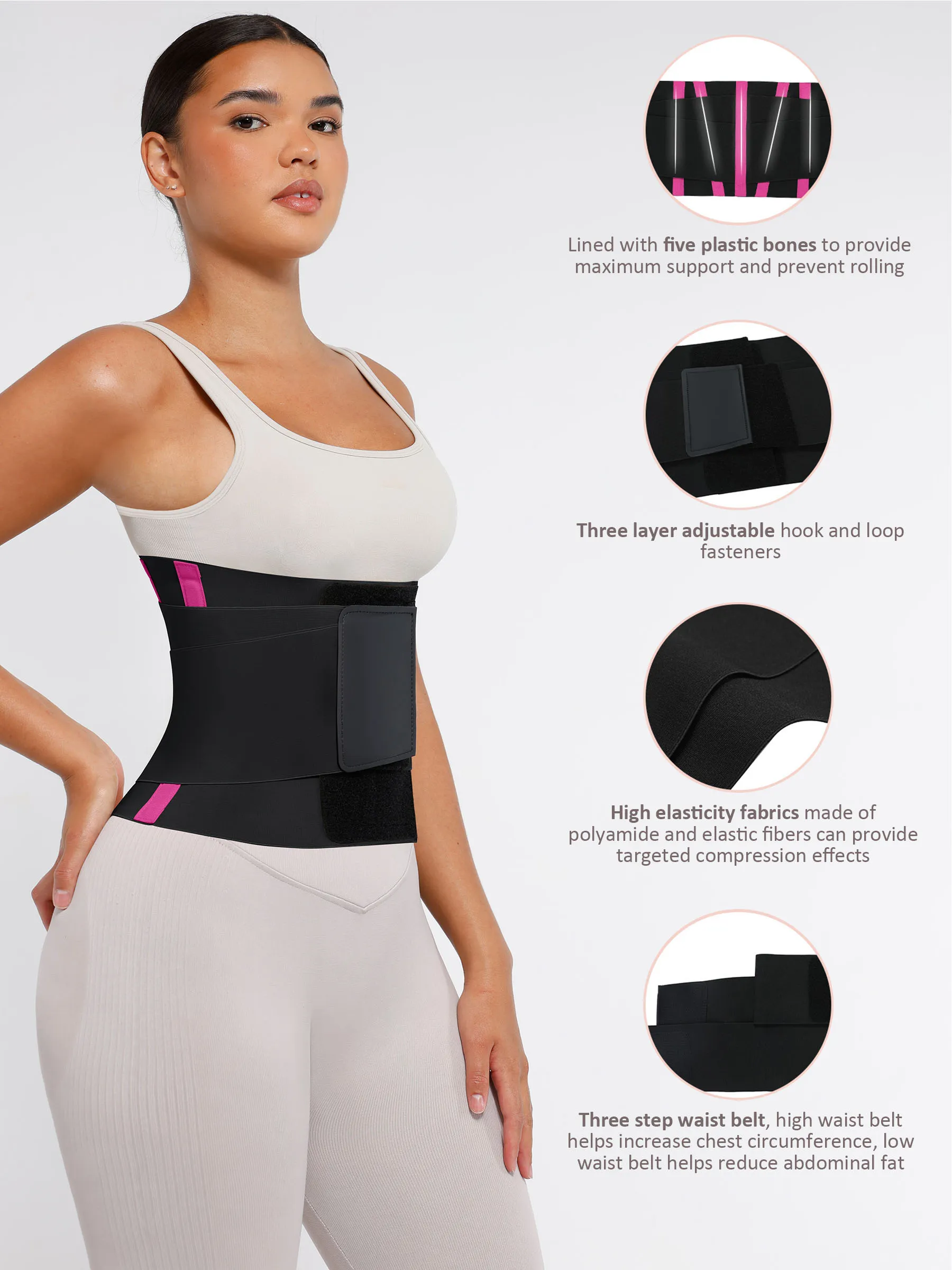 Feelingirl Triple Wrap Tummy Control Waist Trainer Belt - Image 23