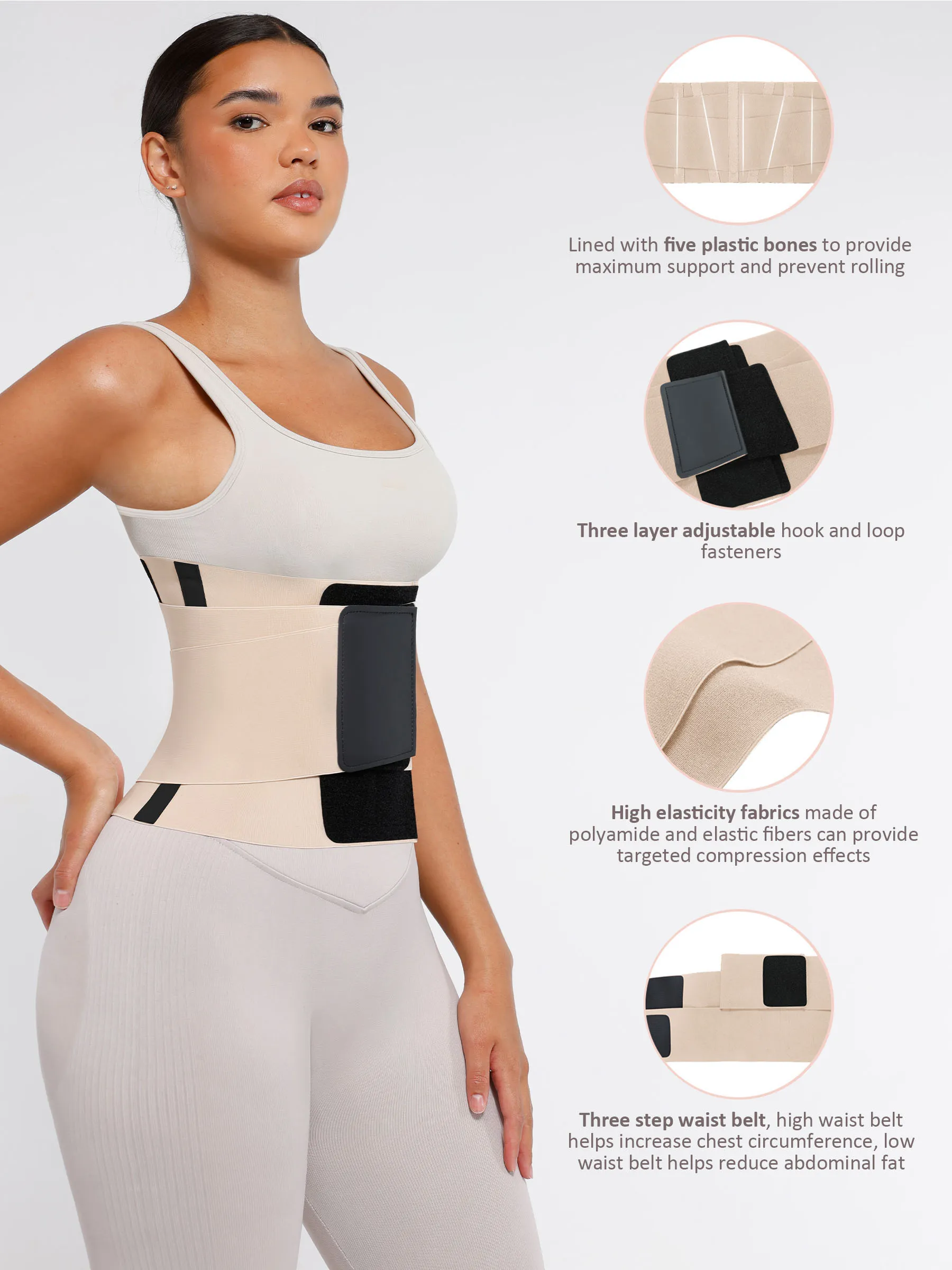 Feelingirl Triple Wrap Tummy Control Waist Trainer Belt - Image 27