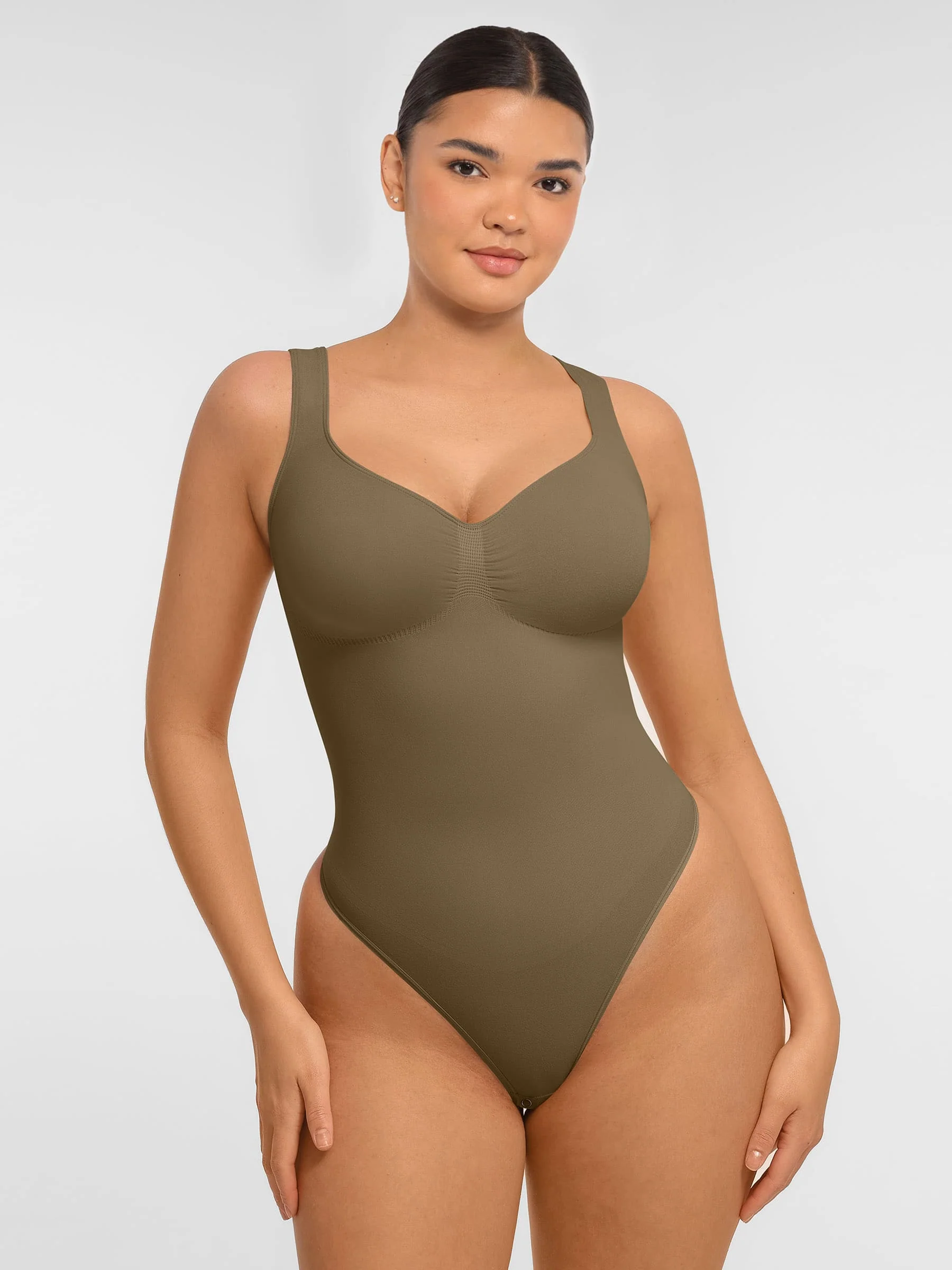 Feelingirl Tummy Control Seamless Wide Strap Bodysuit - Image 14