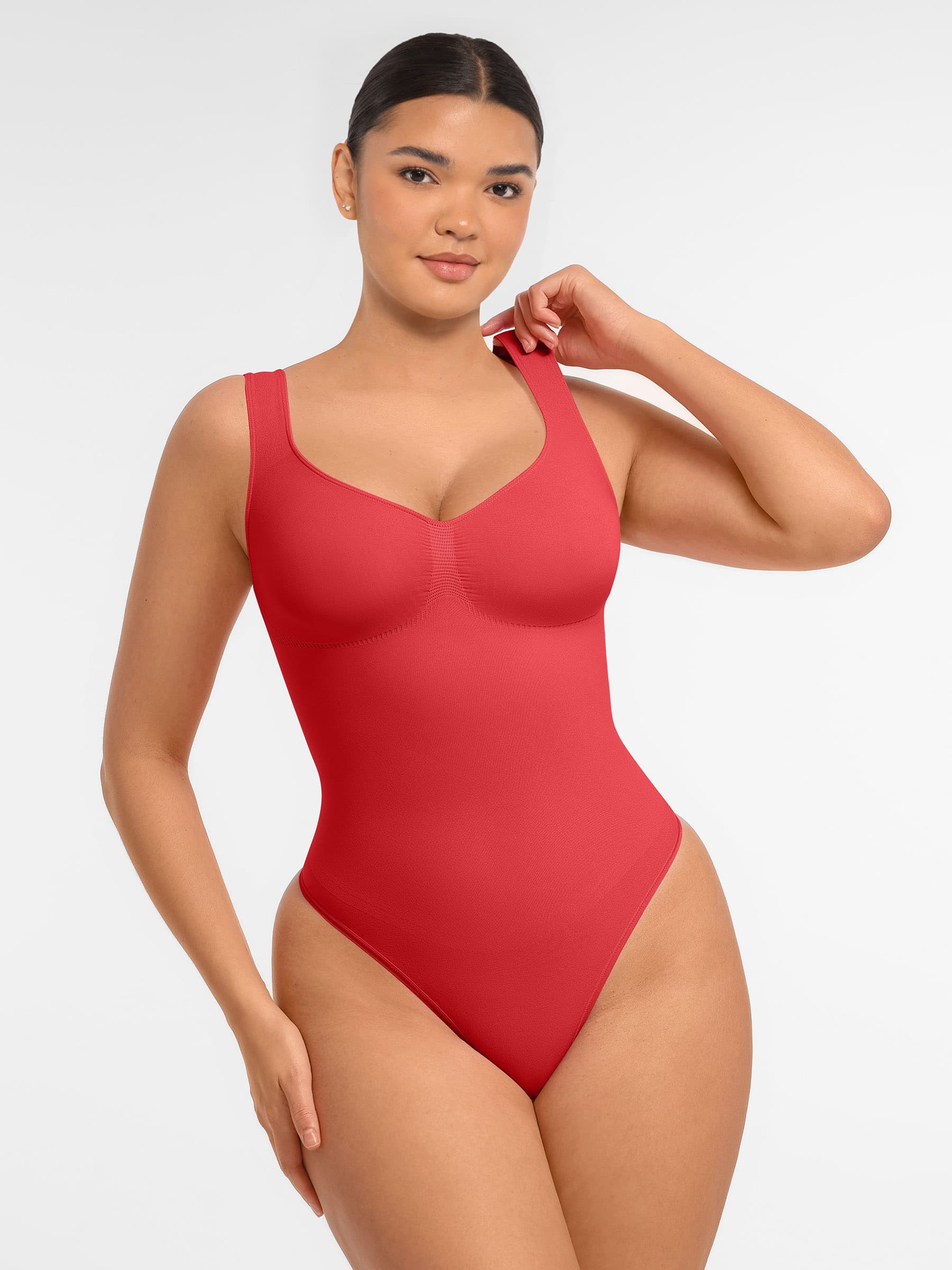 Feelingirl Tummy Control Seamless Wide Strap Bodysuit - Image 21