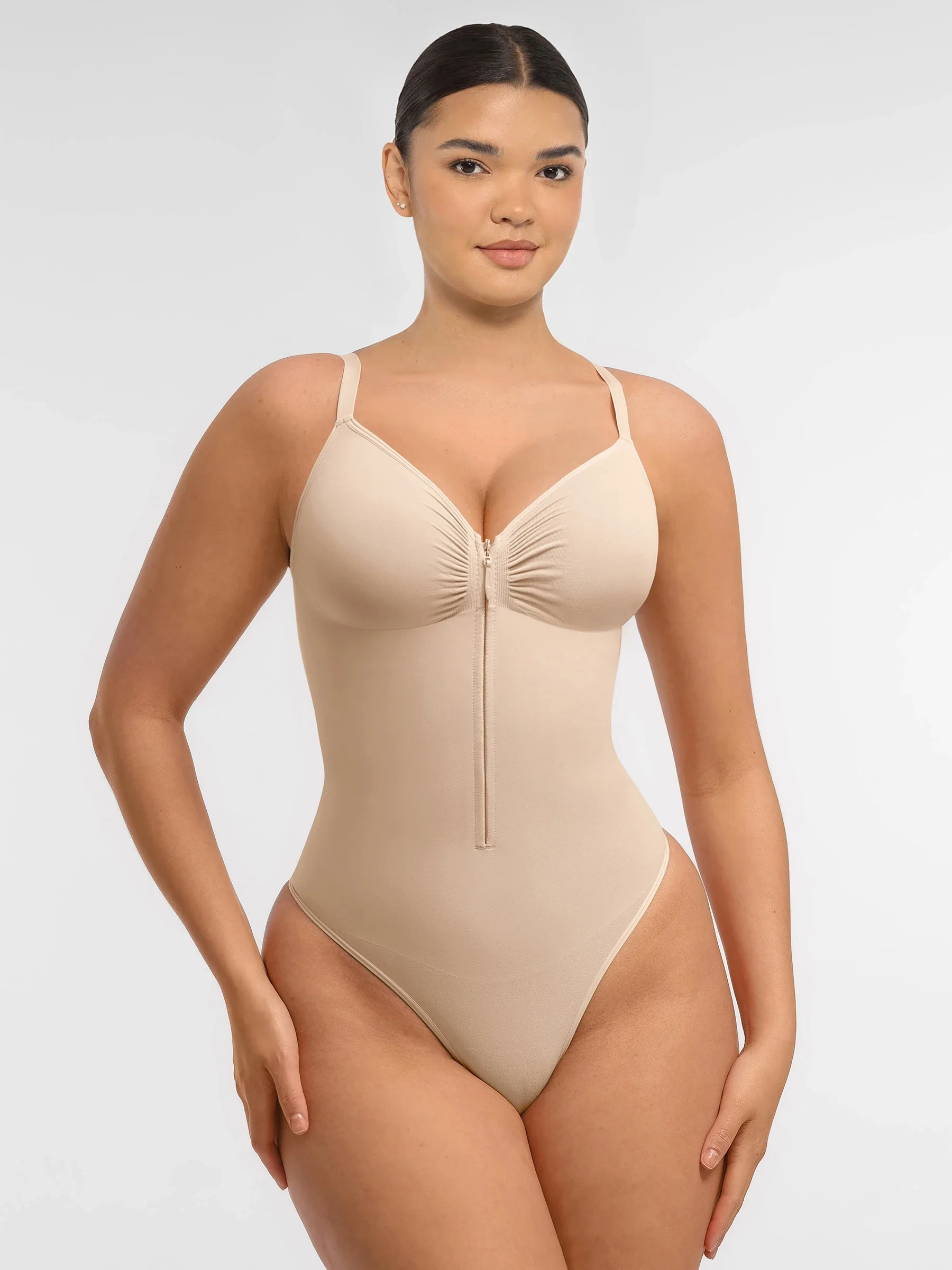 Feelingirl Tummy Control Seamless Zipper Shaping Bodysuit - Image 12