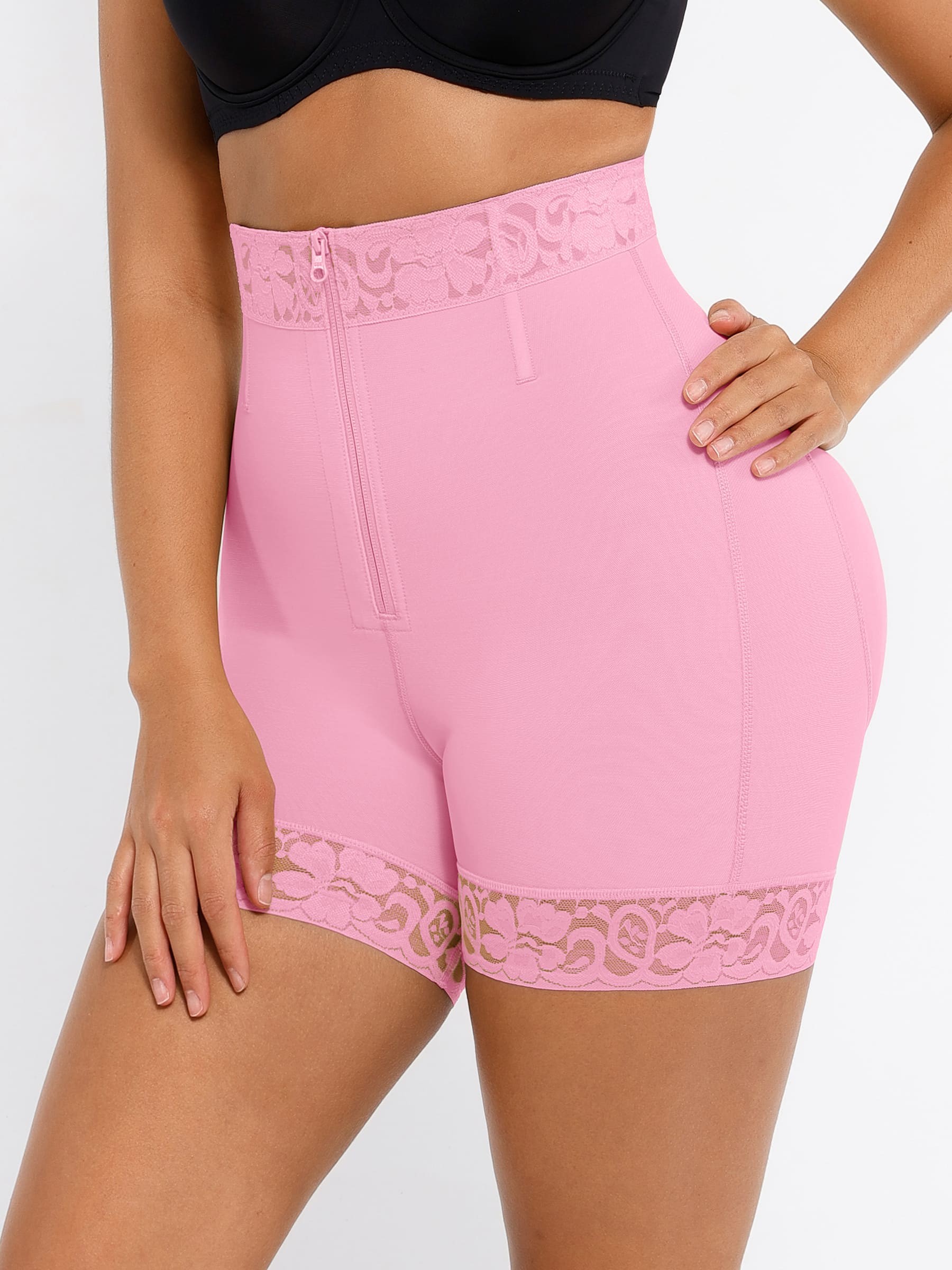 Feelingirl Tummy Control Shaping Shorts Butt Lifter with Clasps and Zipper - Image 13
