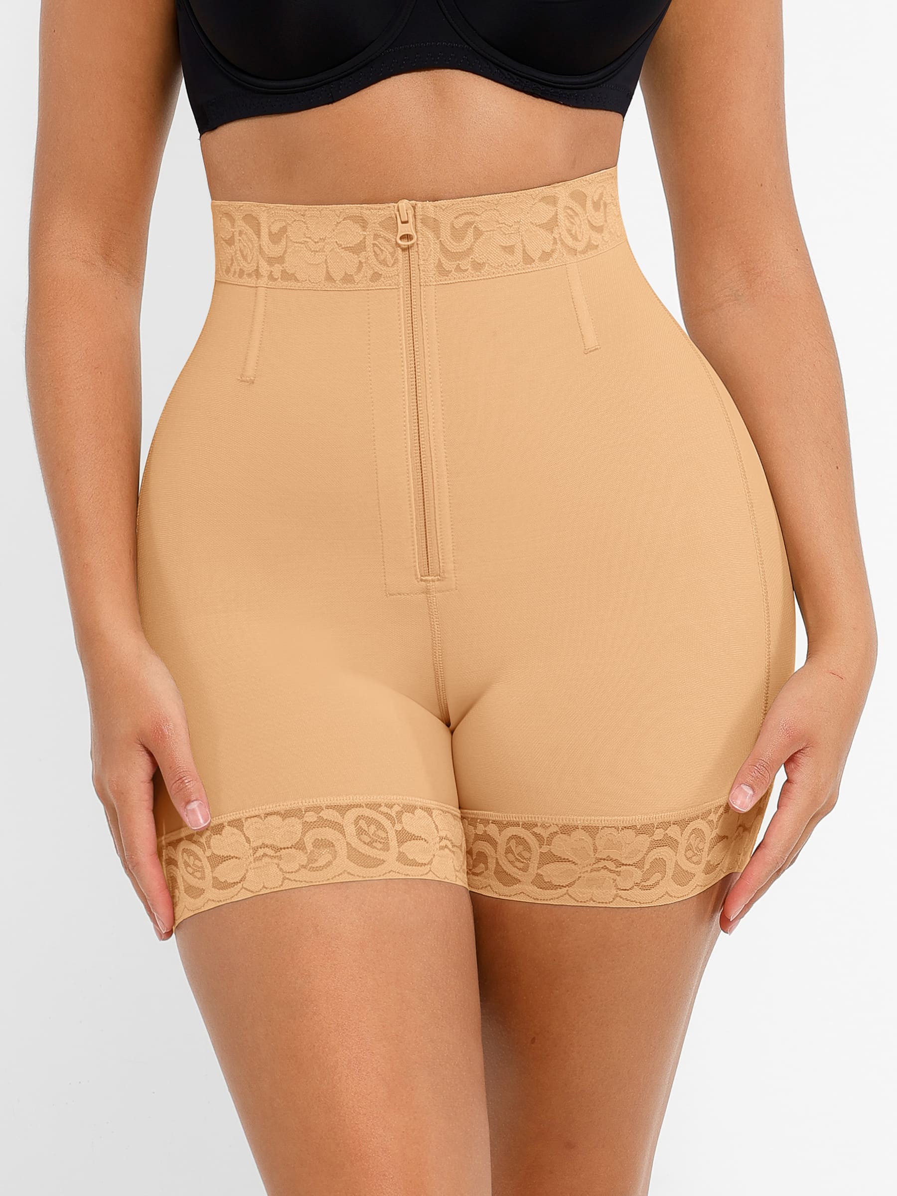 Feelingirl Tummy Control Shaping Shorts Butt Lifter with Clasps and Zipper - Image 22