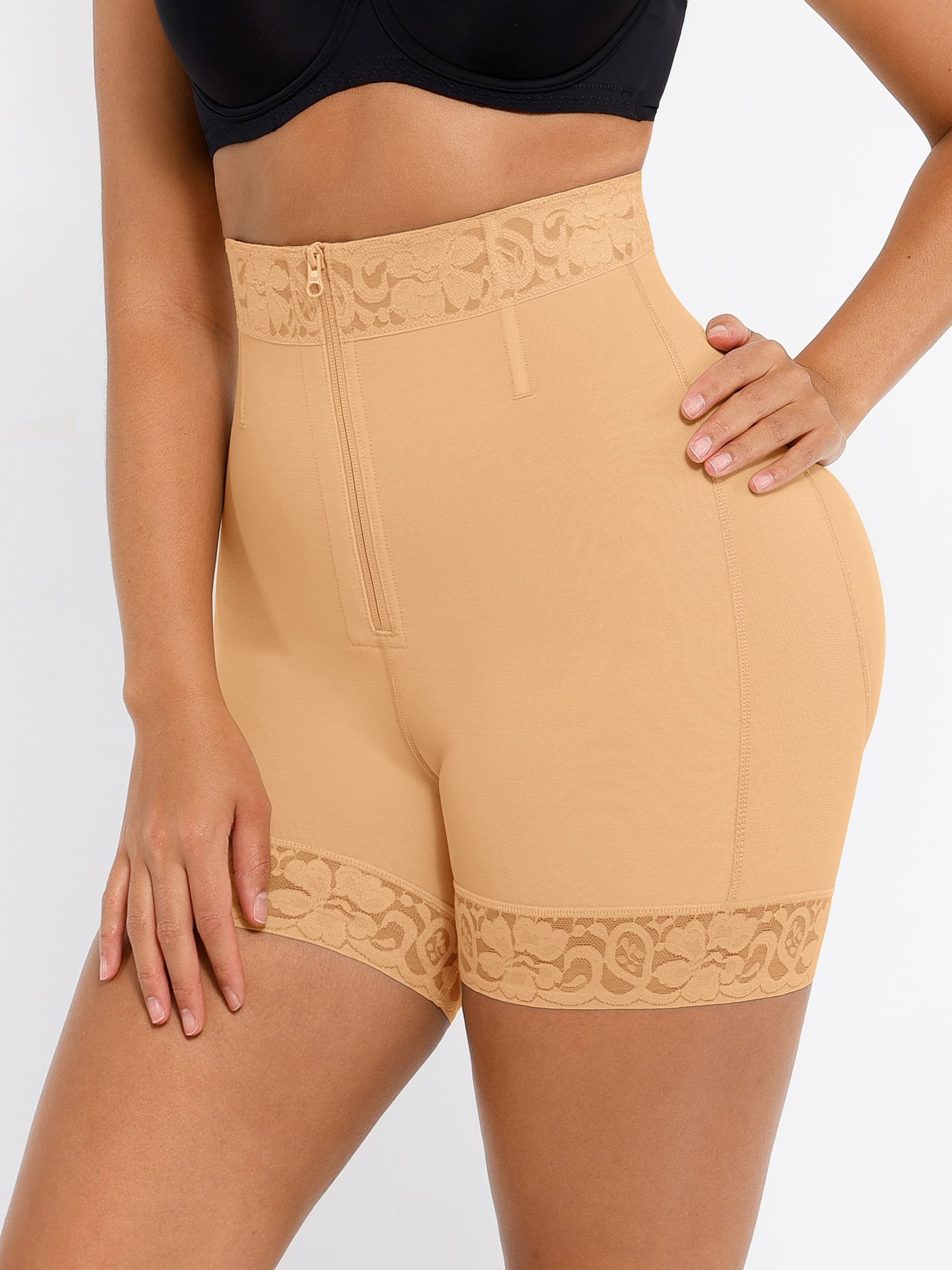 Feelingirl Tummy Control Shaping Shorts Butt Lifter with Clasps and Zipper - Image 23