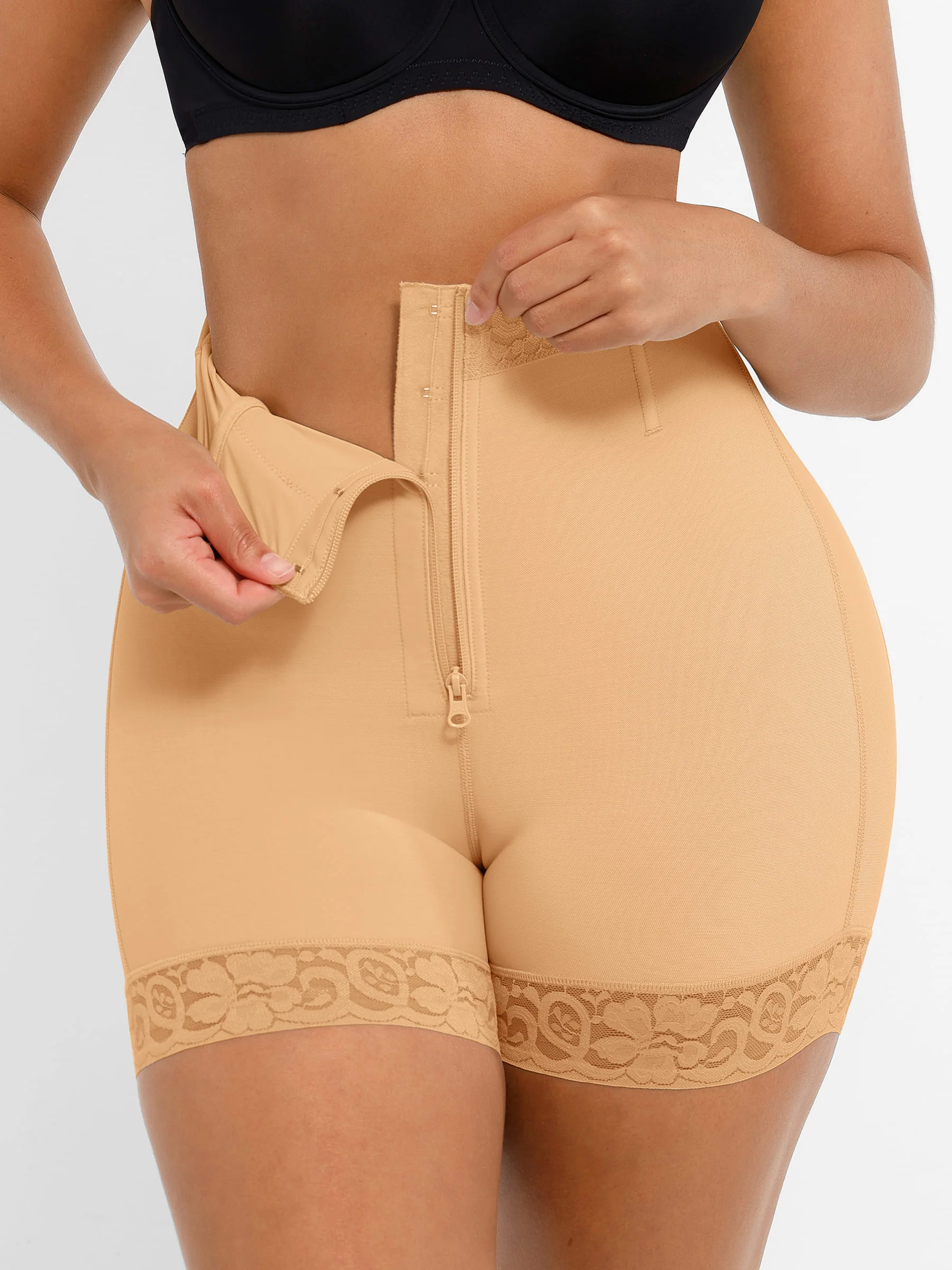 Feelingirl Tummy Control Shaping Shorts Butt Lifter with Clasps and Zipper - Image 26