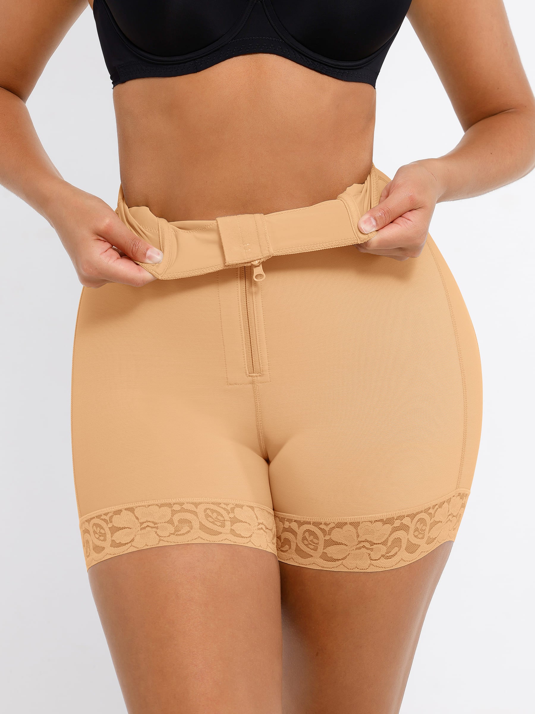 Feelingirl Tummy Control Shaping Shorts Butt Lifter with Clasps and Zipper - Image 27