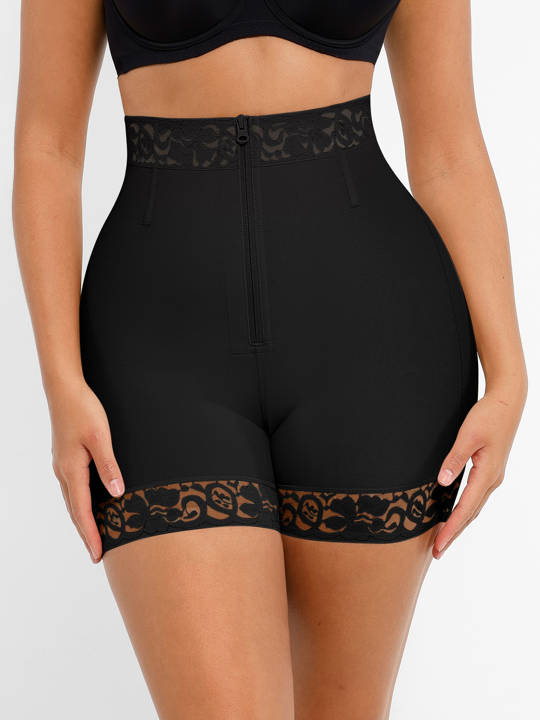 Feelingirl Tummy Control Shaping Shorts Butt Lifter with Clasps and Zipper - Image 32