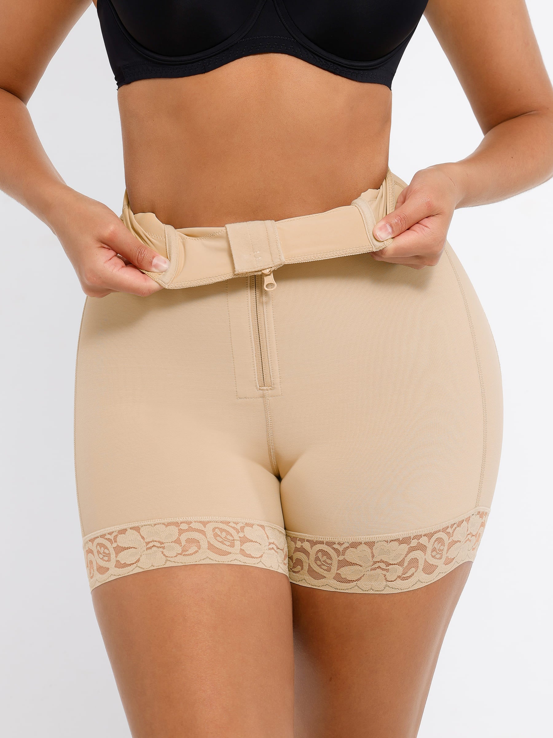 Feelingirl Tummy Control Shaping Shorts Butt Lifter with Clasps and Zipper - Image 7