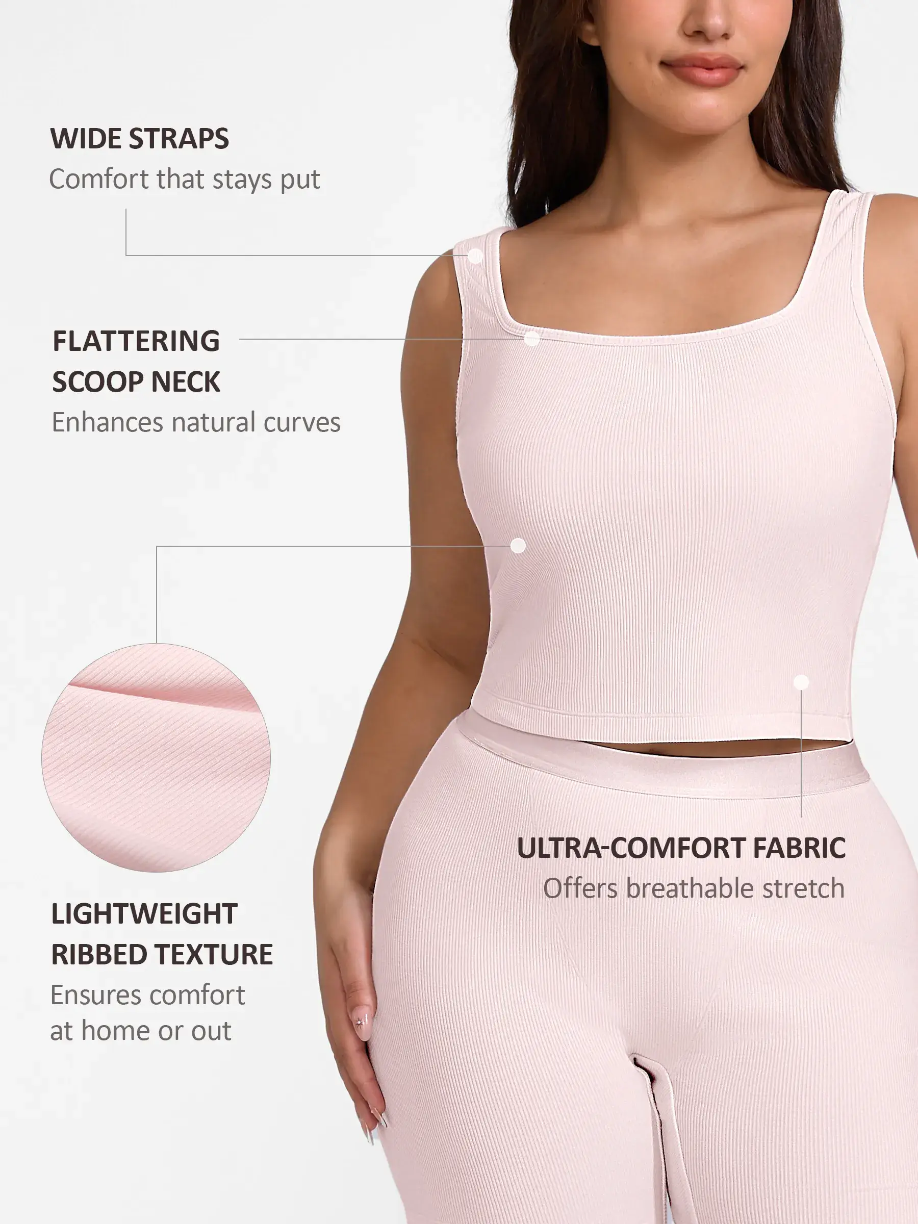 Feelingirl Breathable Ribbed Sleeveless Tank Top - Image 3