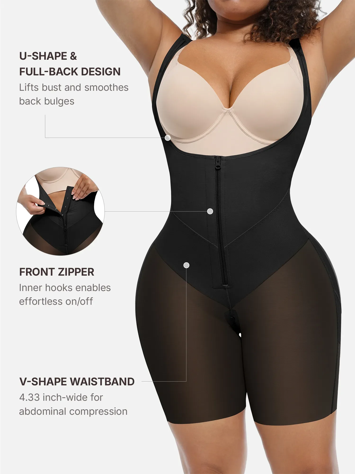 Feelingirl U-Shaped Shaping Lift Bodysuit & Unlined Soft Bra Bundle - Image 3