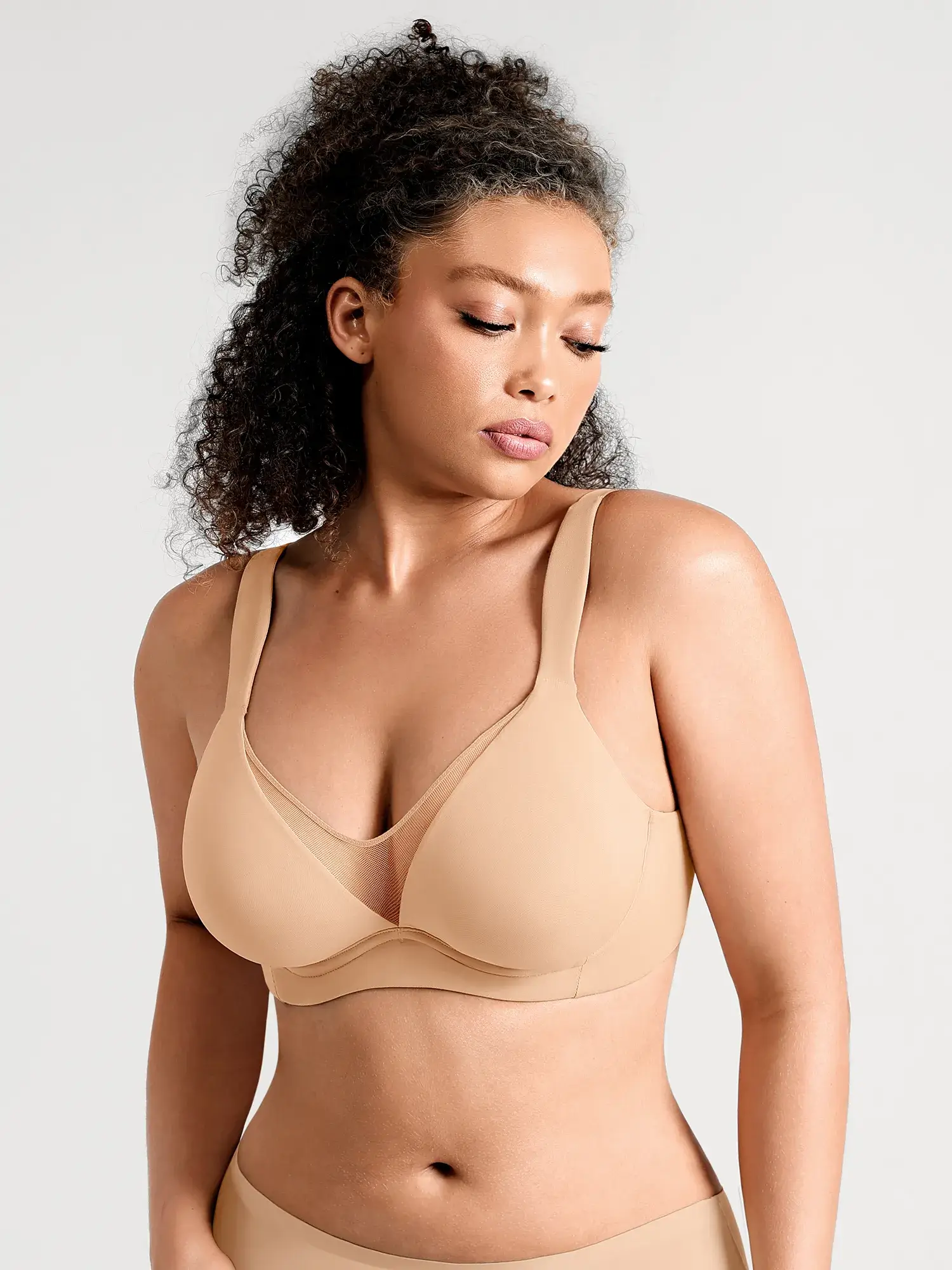 Feelingirl Unlined Minimizer Bra with Sheer V-Neck - Image 13