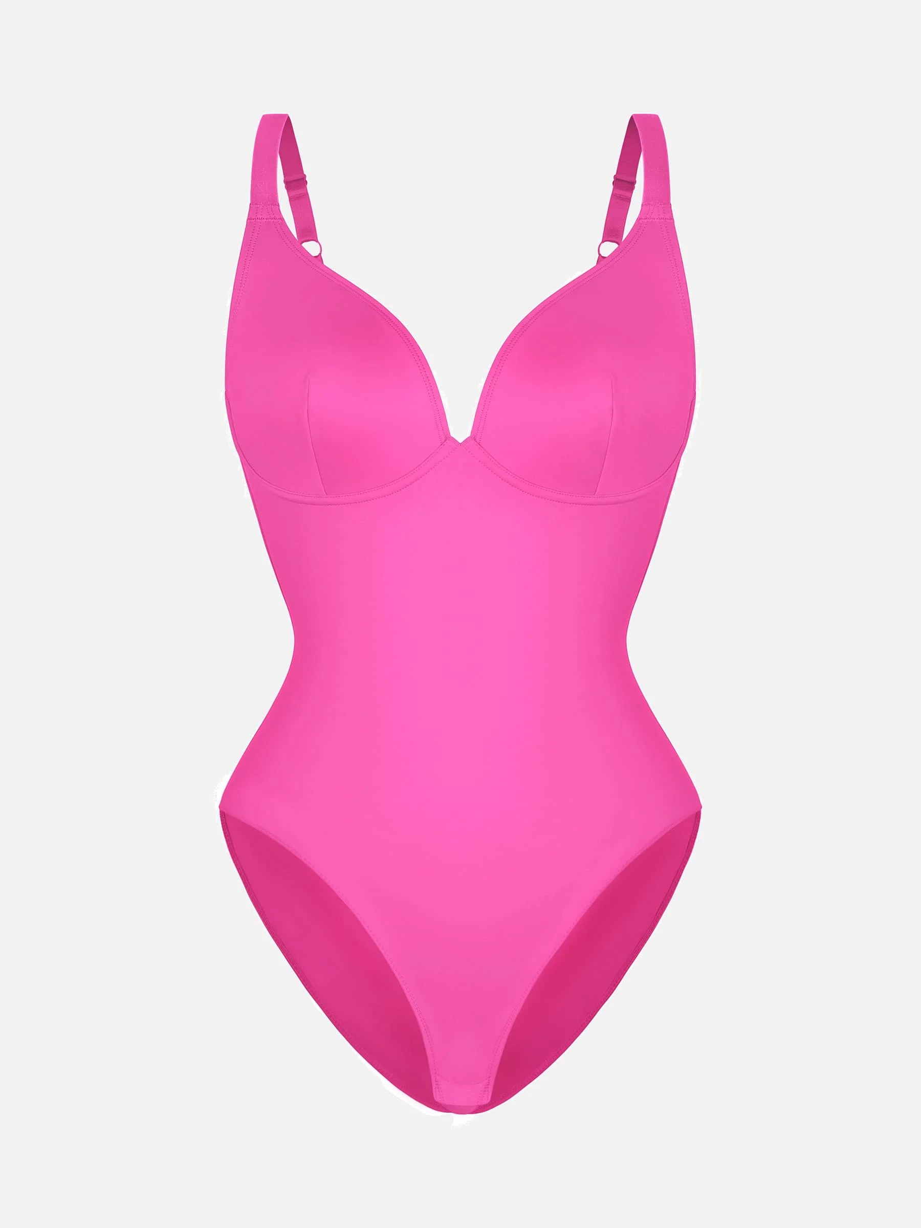 Feelingirl V Neck Adjustable Straps Tummy Control Bodysuit - Image 18
