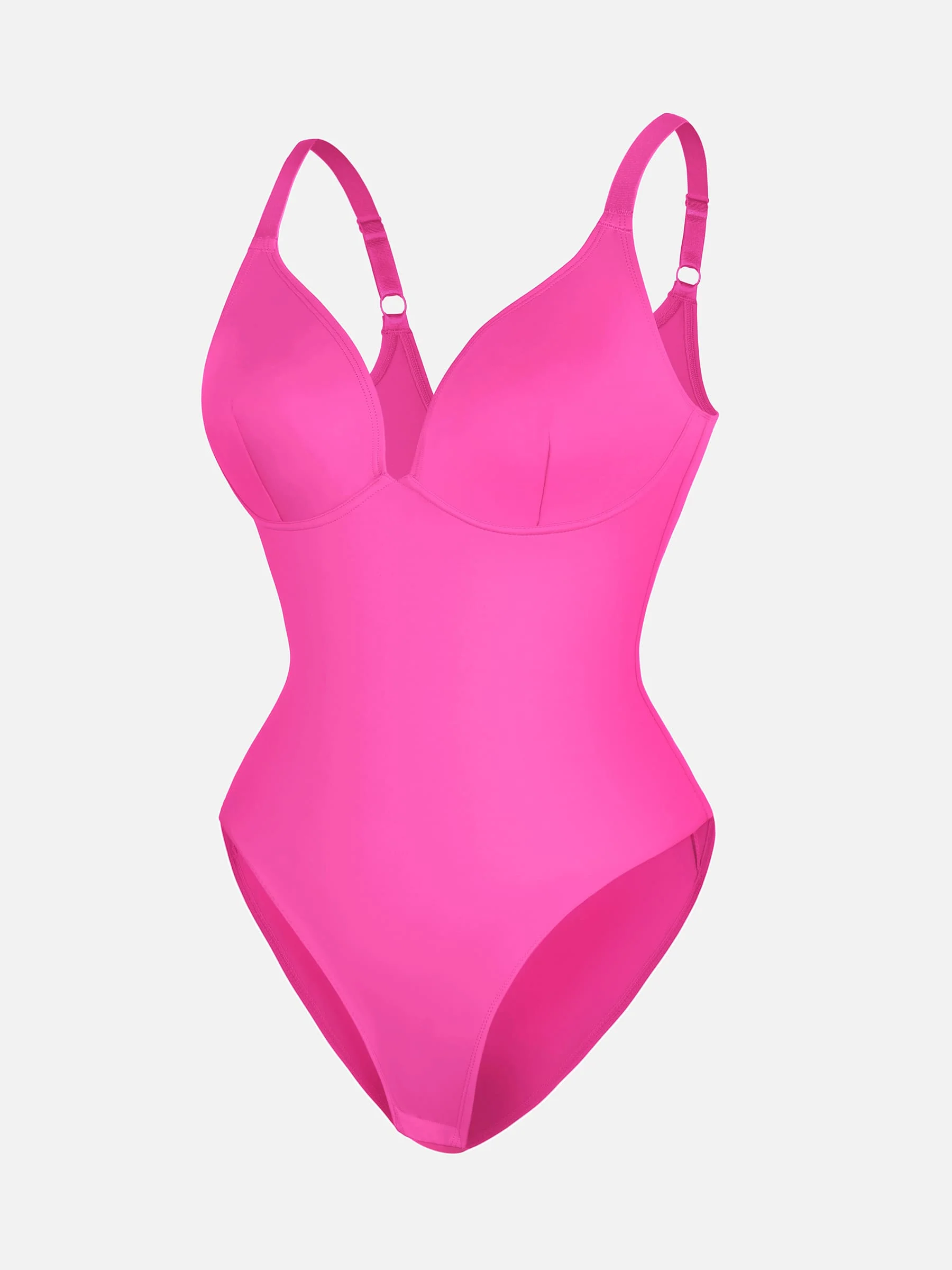 Feelingirl V Neck Adjustable Straps Tummy Control Bodysuit - Image 19