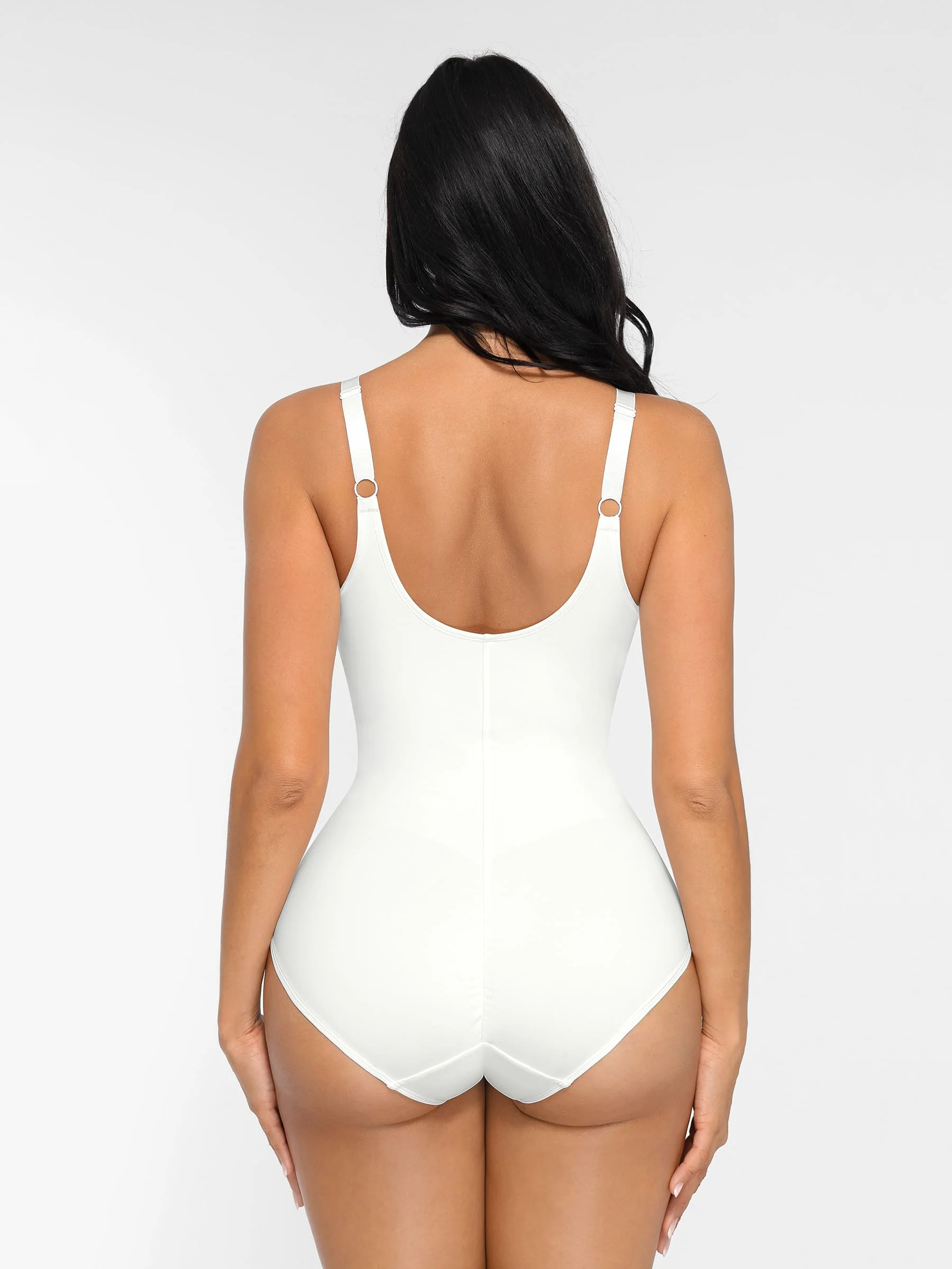 Feelingirl V Neck Adjustable Straps Tummy Control Bodysuit - Image 7