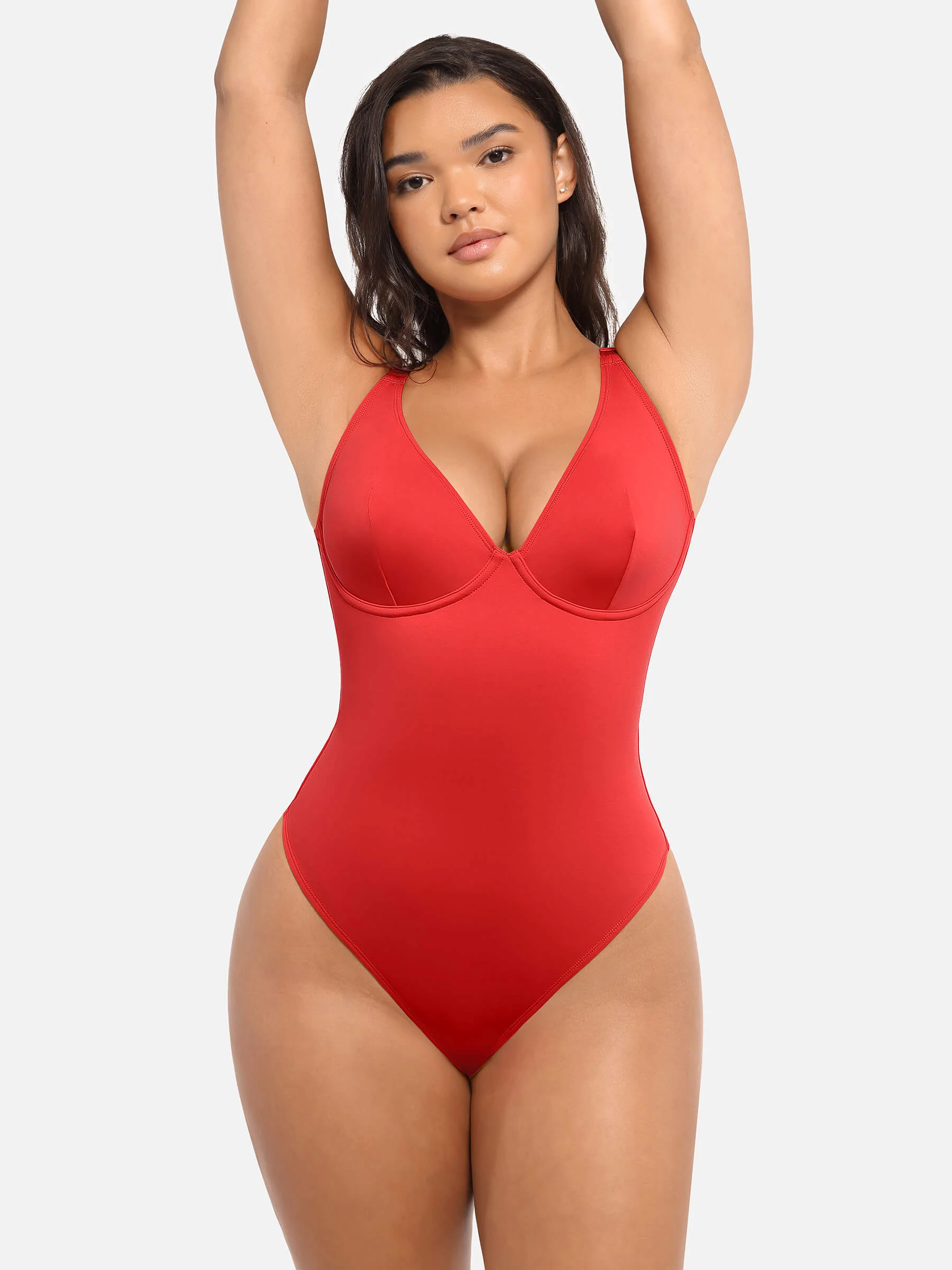 Feelingirl V Neck Tummy Control Bodysuit - Image 39