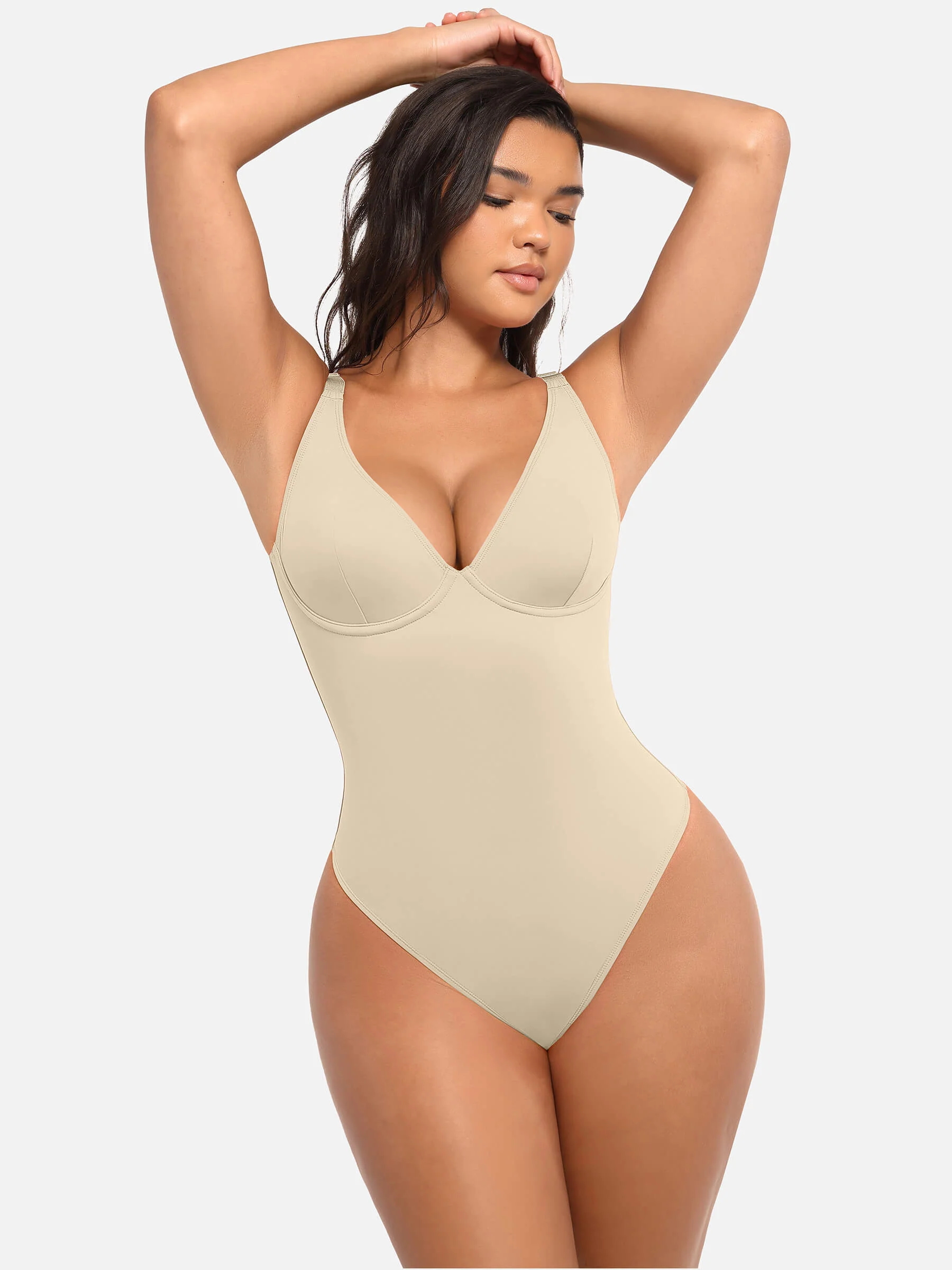 Feelingirl V Neck Tummy Control Bodysuit - Image 63