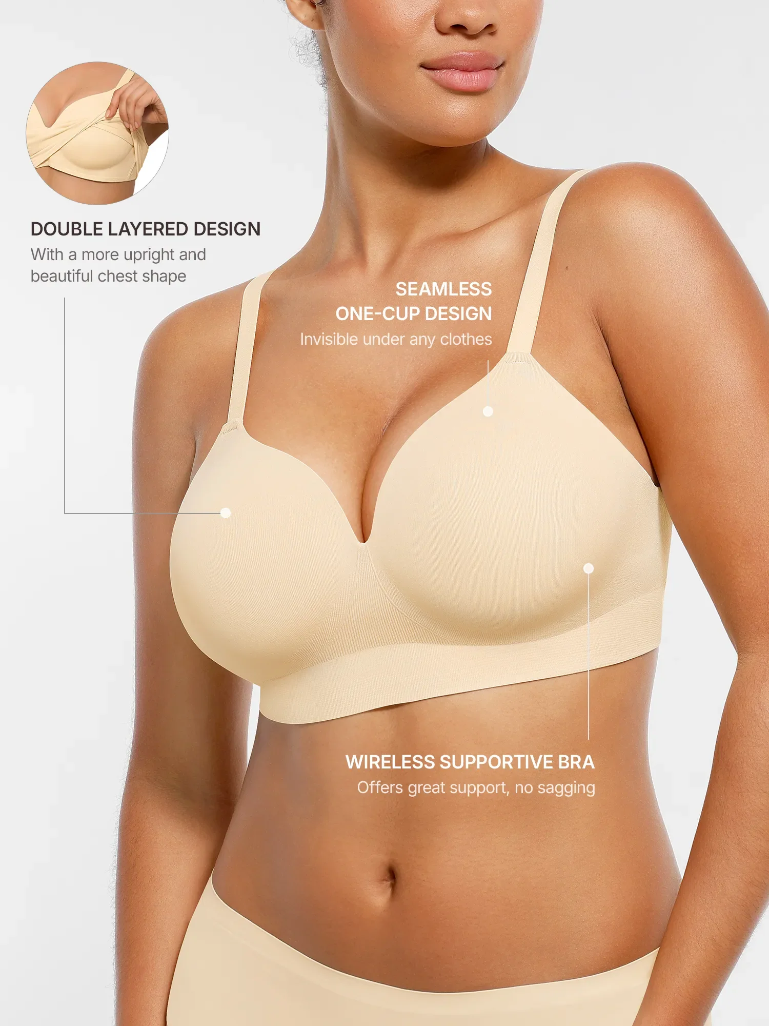 Feelingirl Wireless Seamless Push-Up V-neck Bra - Image 39