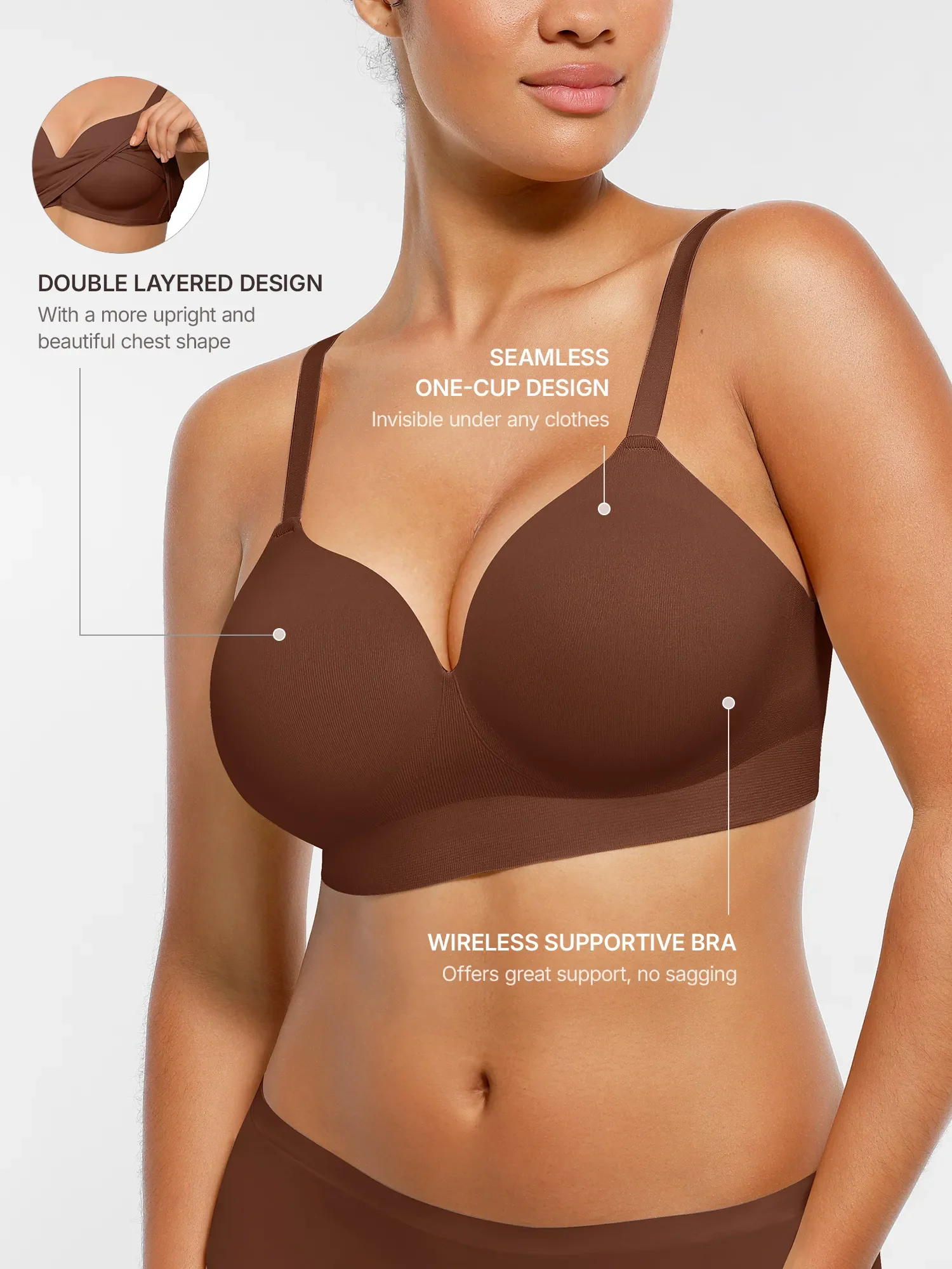 Feelingirl Wireless Seamless Push-Up V-neck Bra - Image 48