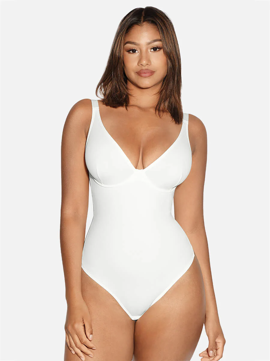 Feelingirl V Neck Tummy Control Shaping Bodysuit - Image 18