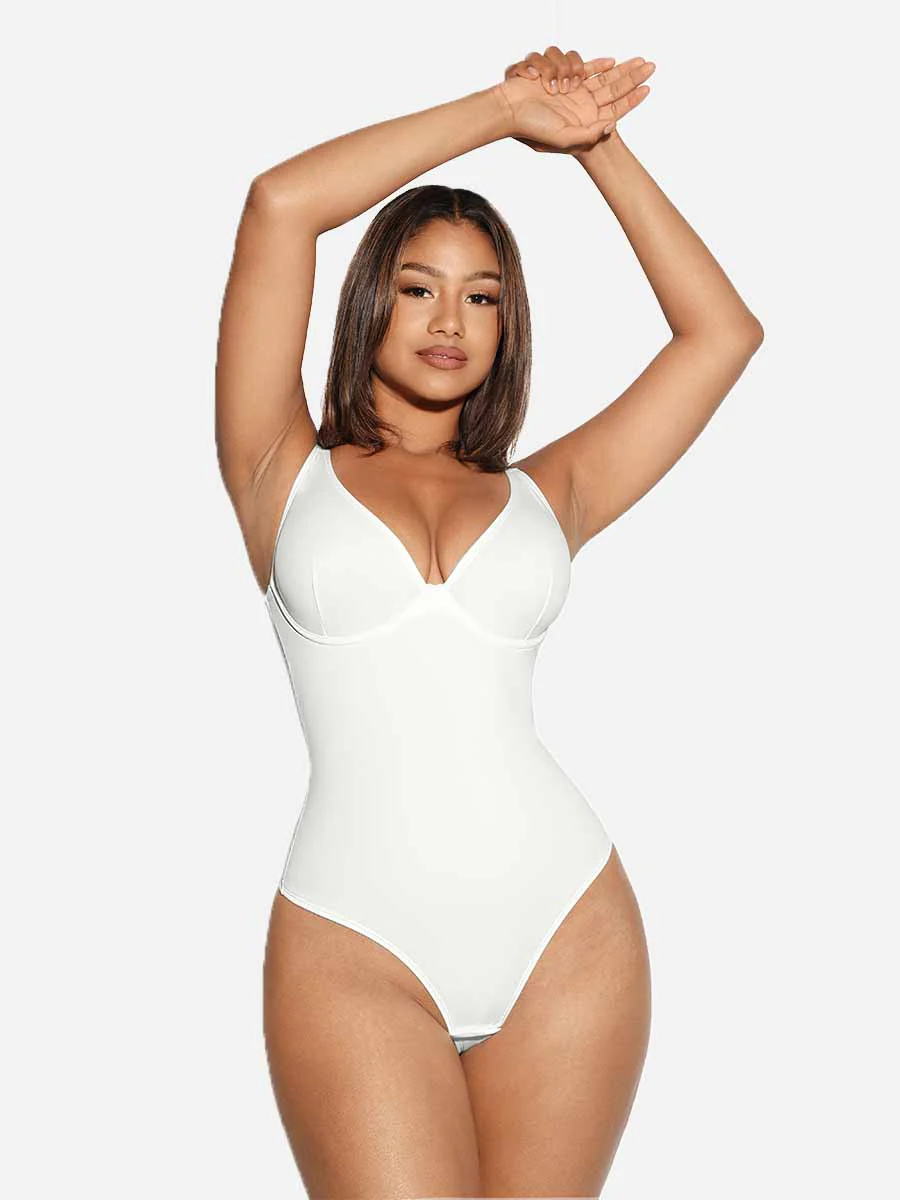 Feelingirl V Neck Tummy Control Shaping Bodysuit - Image 22