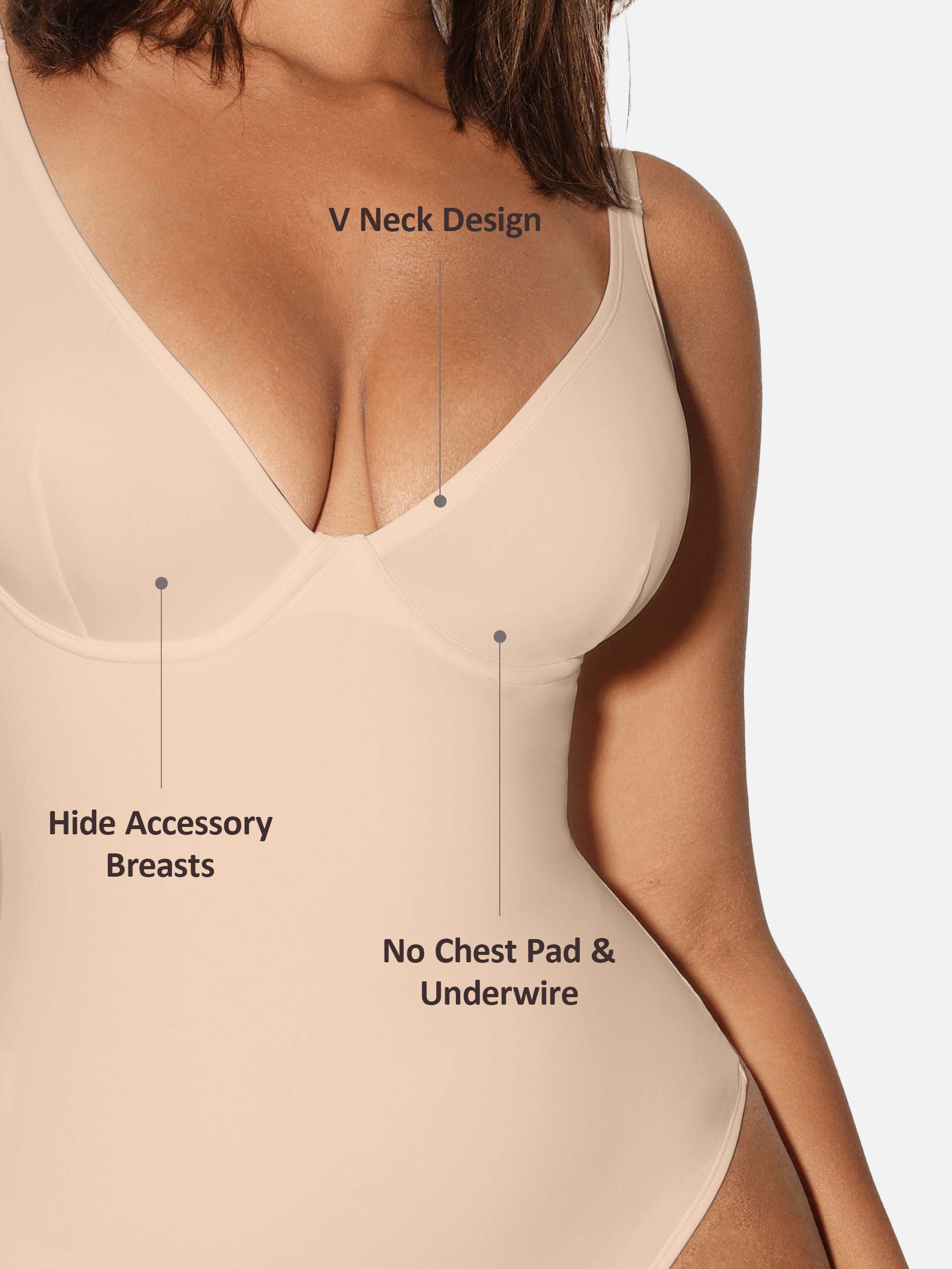 Feelingirl V Neck Tummy Control Shaping Bodysuit - Image 27