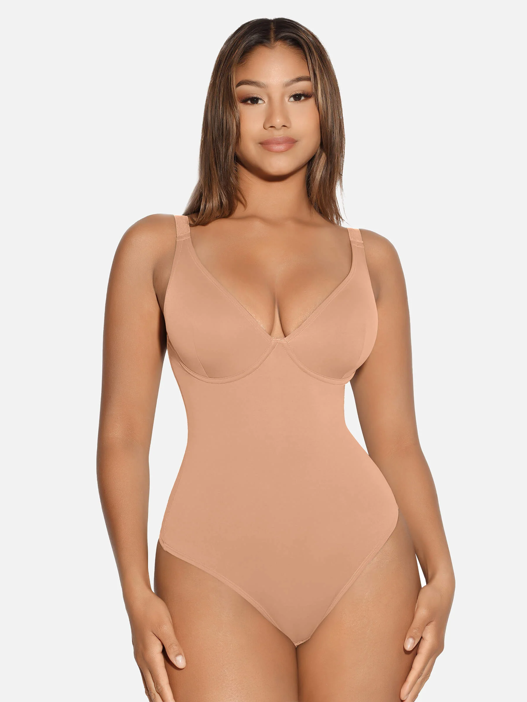 Feelingirl V Neck Tummy Control Shaping Bodysuit - Image 31