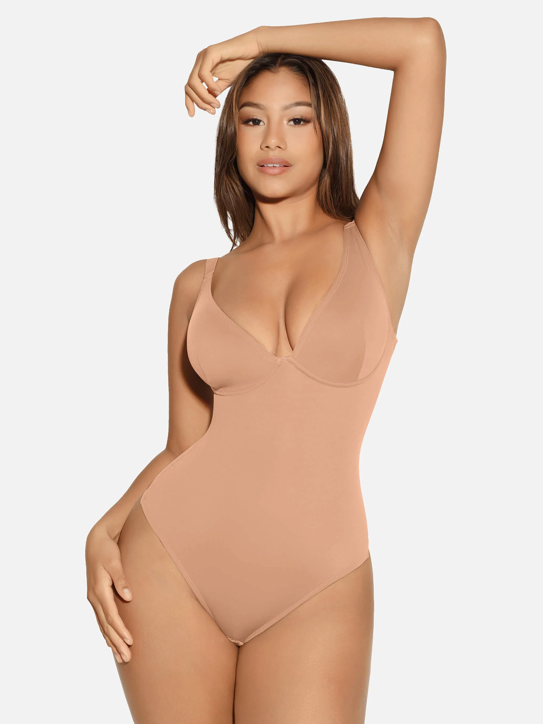 Feelingirl V Neck Tummy Control Shaping Bodysuit - Image 32
