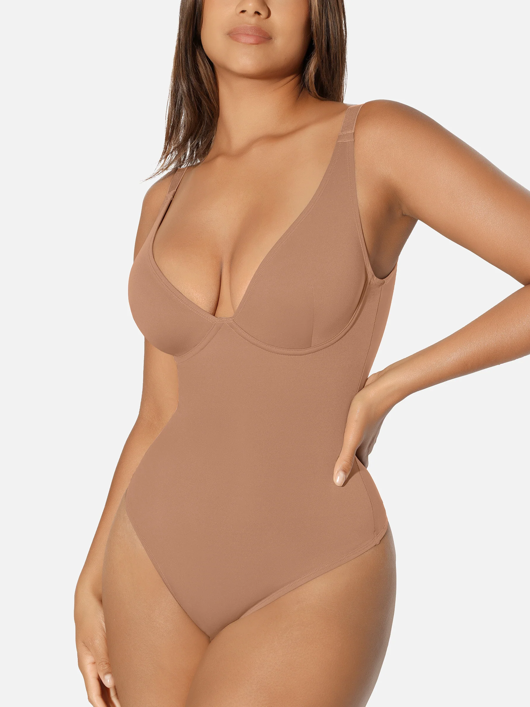Feelingirl V Neck Tummy Control Shaping Bodysuit - Image 42