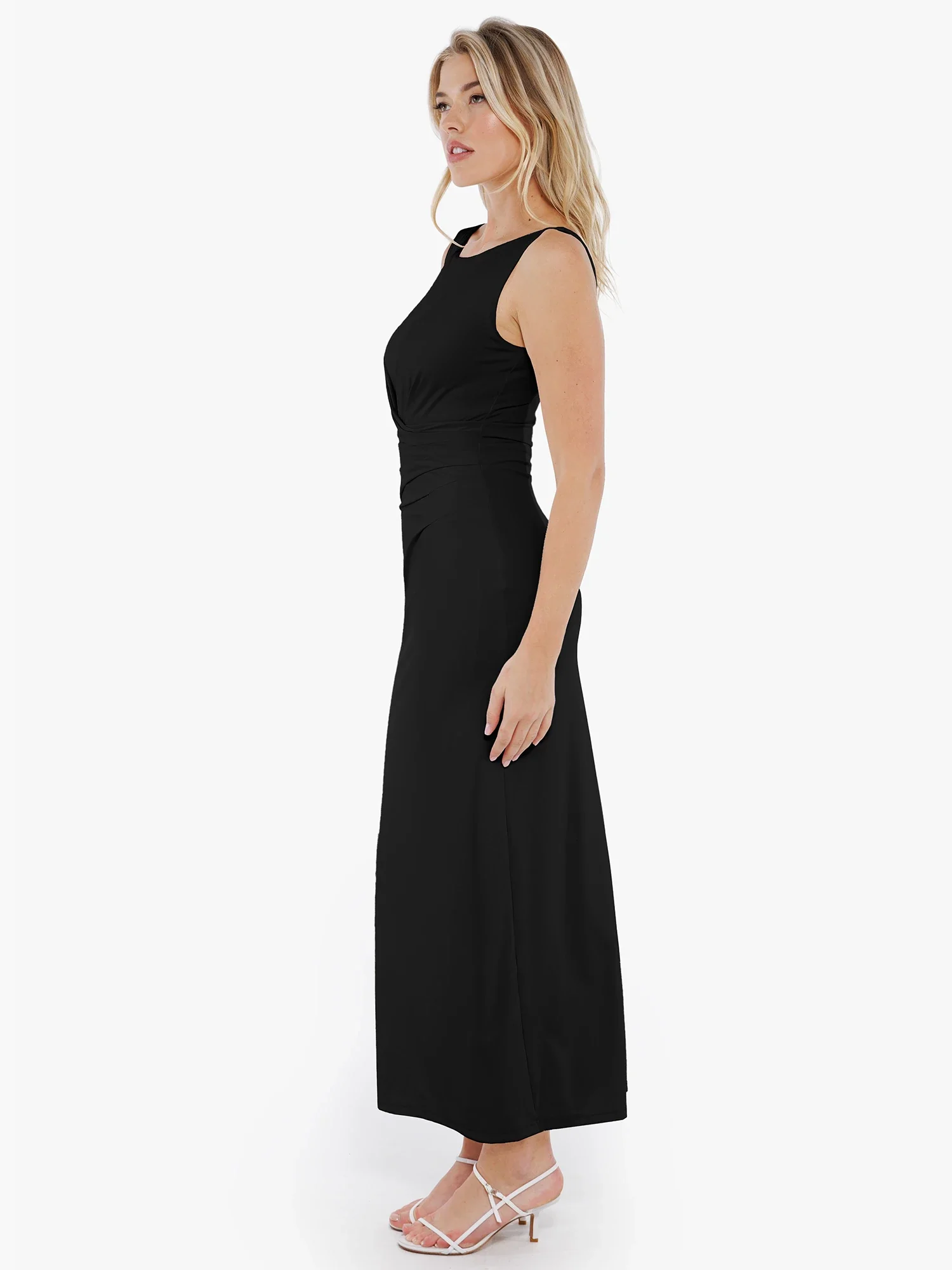 Popilush Shapewear Boatneck Draped Sculpting Maxi Dress - Image 2