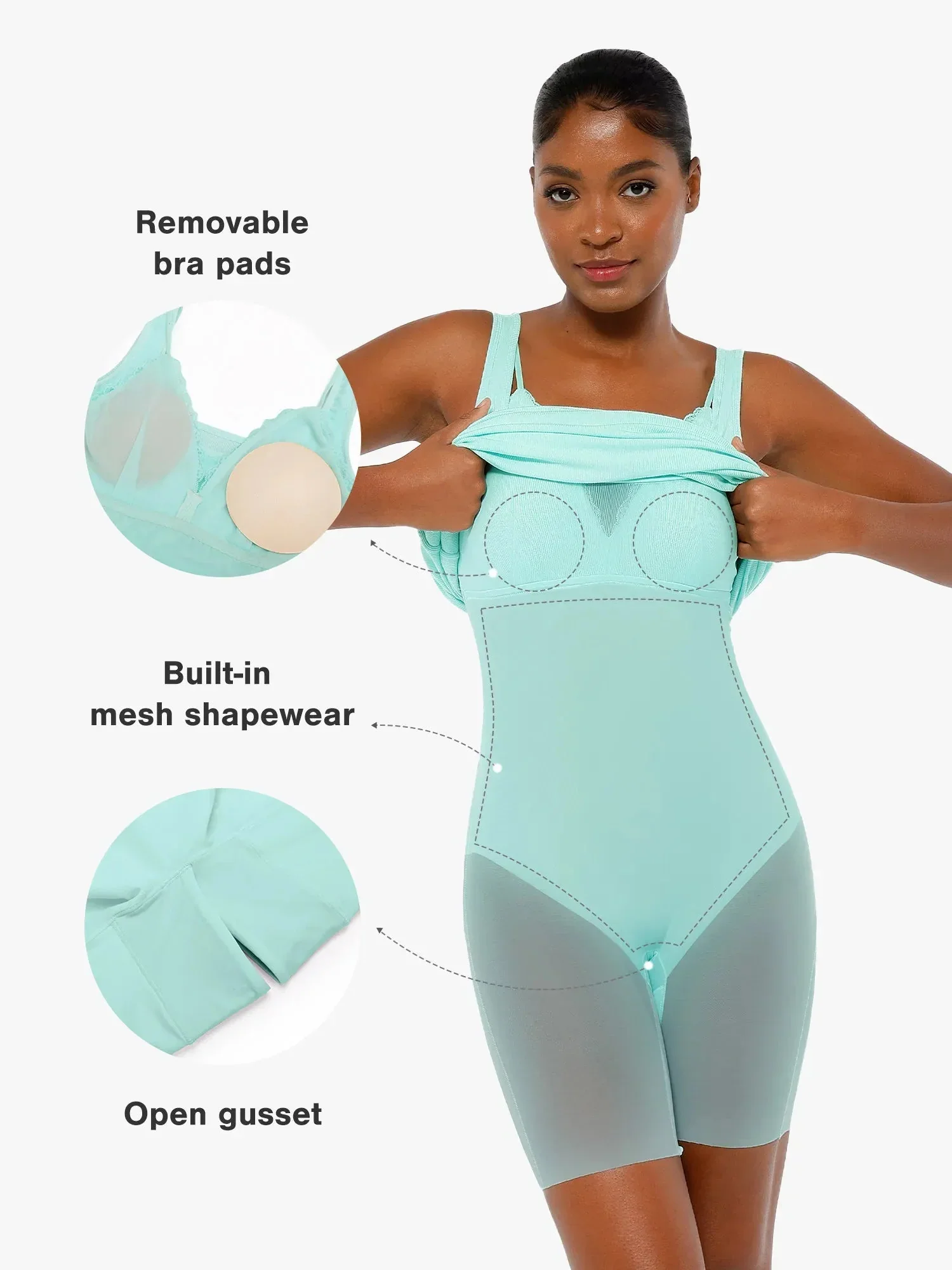 Popilush Shapewear Modal Sculpting Inner Lace Cami Mini Dress - Image 16
