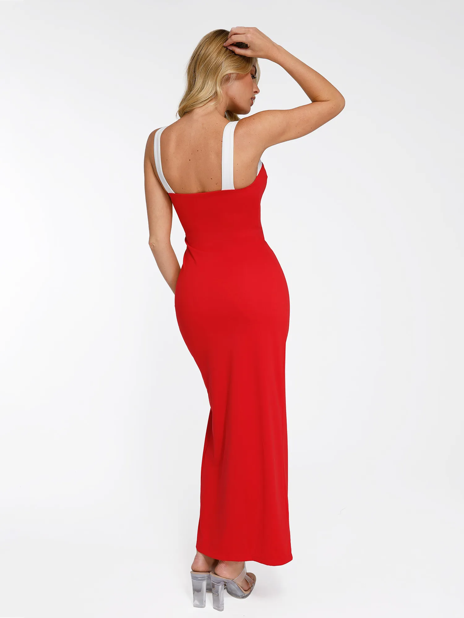 Popilush Shapewear Contrast Trim Built-In Sculpting Maxi Dress - Image 9