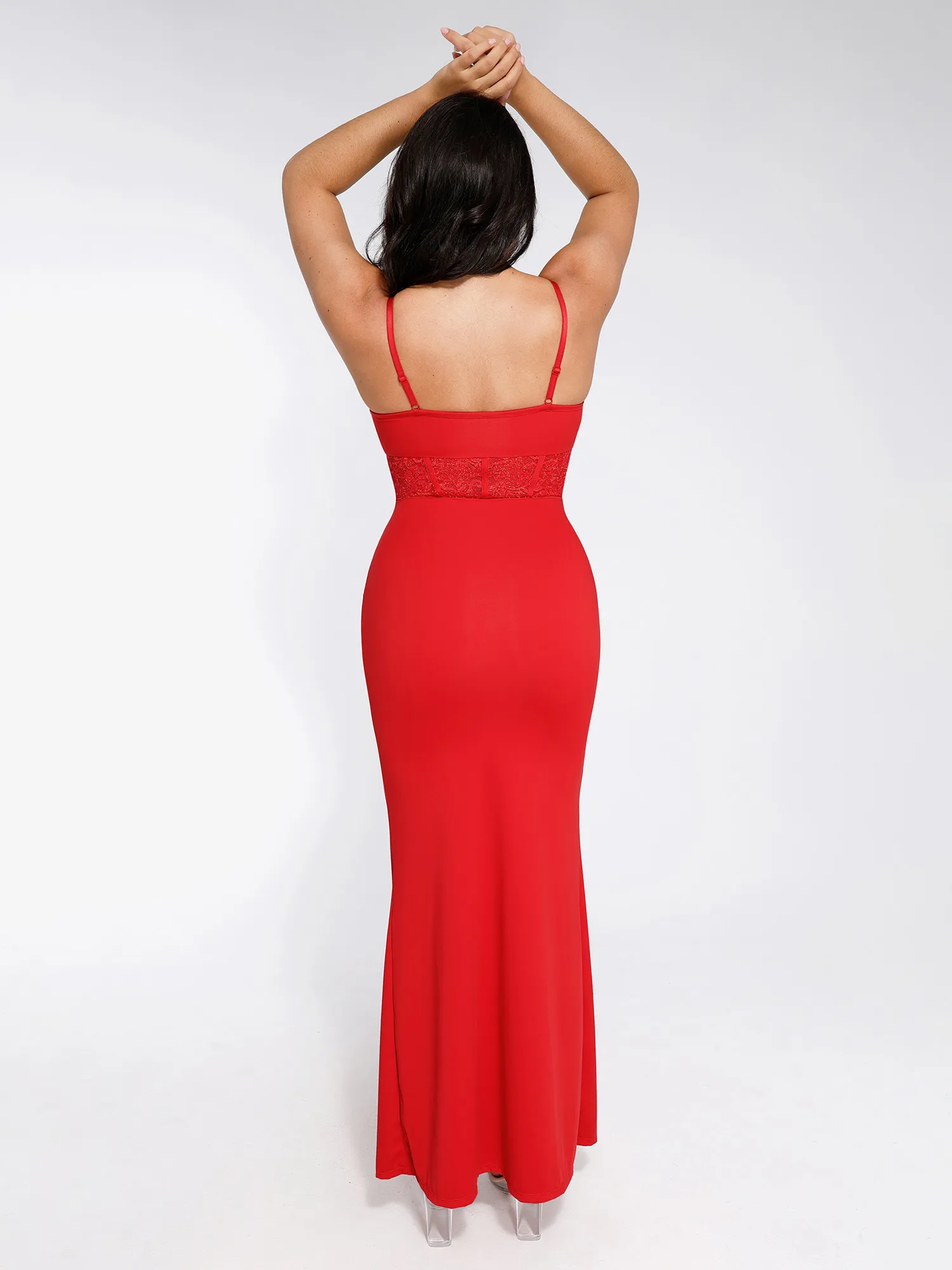 Popilush Shapewear Lace Inset Sculpting Mermaid Maxi Slip Dress - Image 15