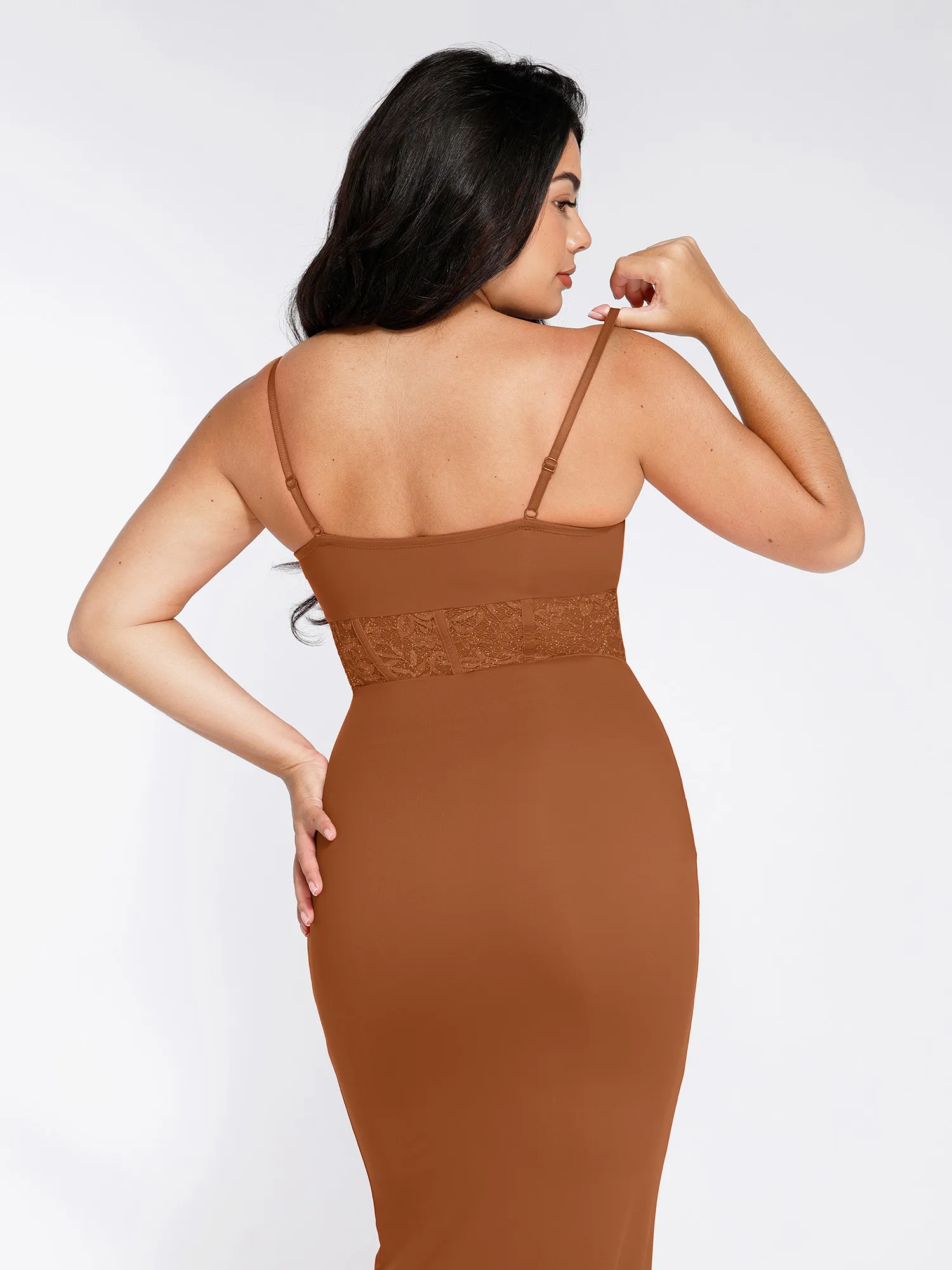 Popilush Shapewear Lace Inset Sculpting Mermaid Maxi Slip Dress - Image 23