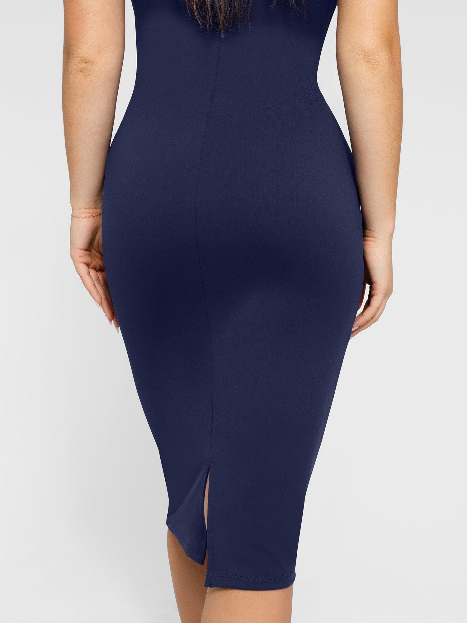 Popilush Shapewear Sleeveless Boatneck Sculpting Midi Work Dress - Image 16